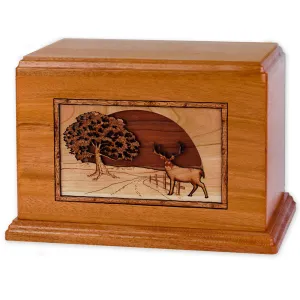 Companion Cremation Urn with Heartland Deer 3D Wood Inlay