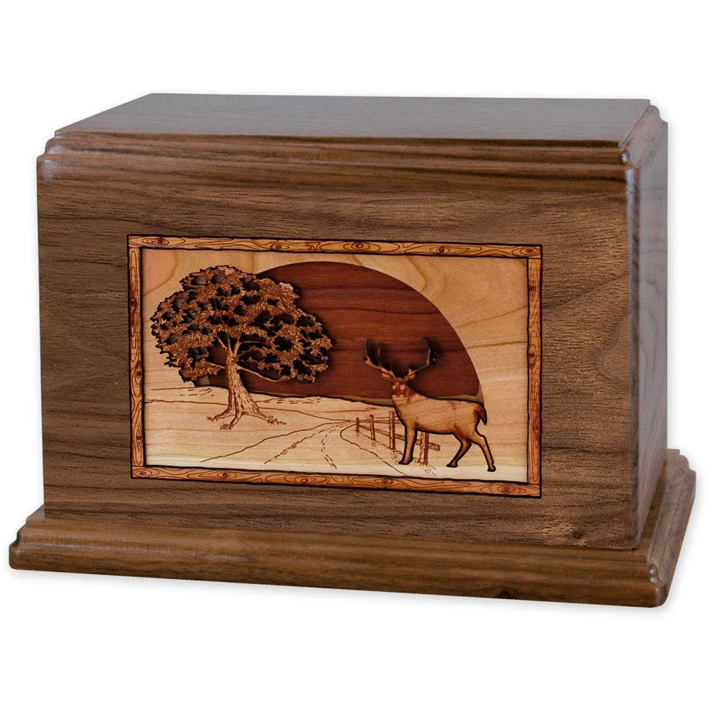 Companion Cremation Urn with Heartland Deer 3D Wood Inlay