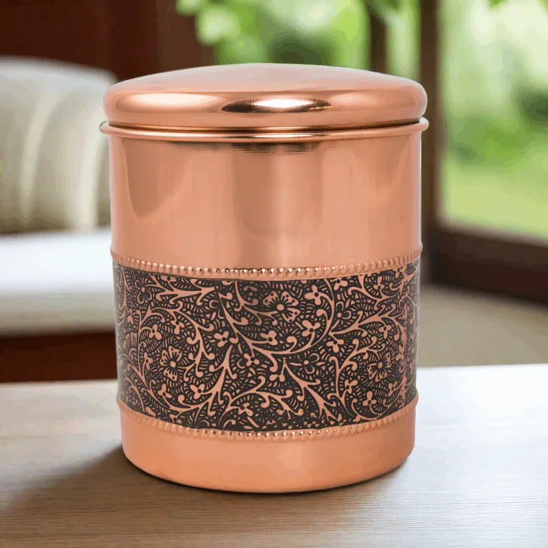 Copper Pet Cremation Urn With Mughal Motif