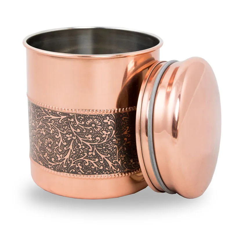 Copper Pet Cremation Urn With Mughal Motif