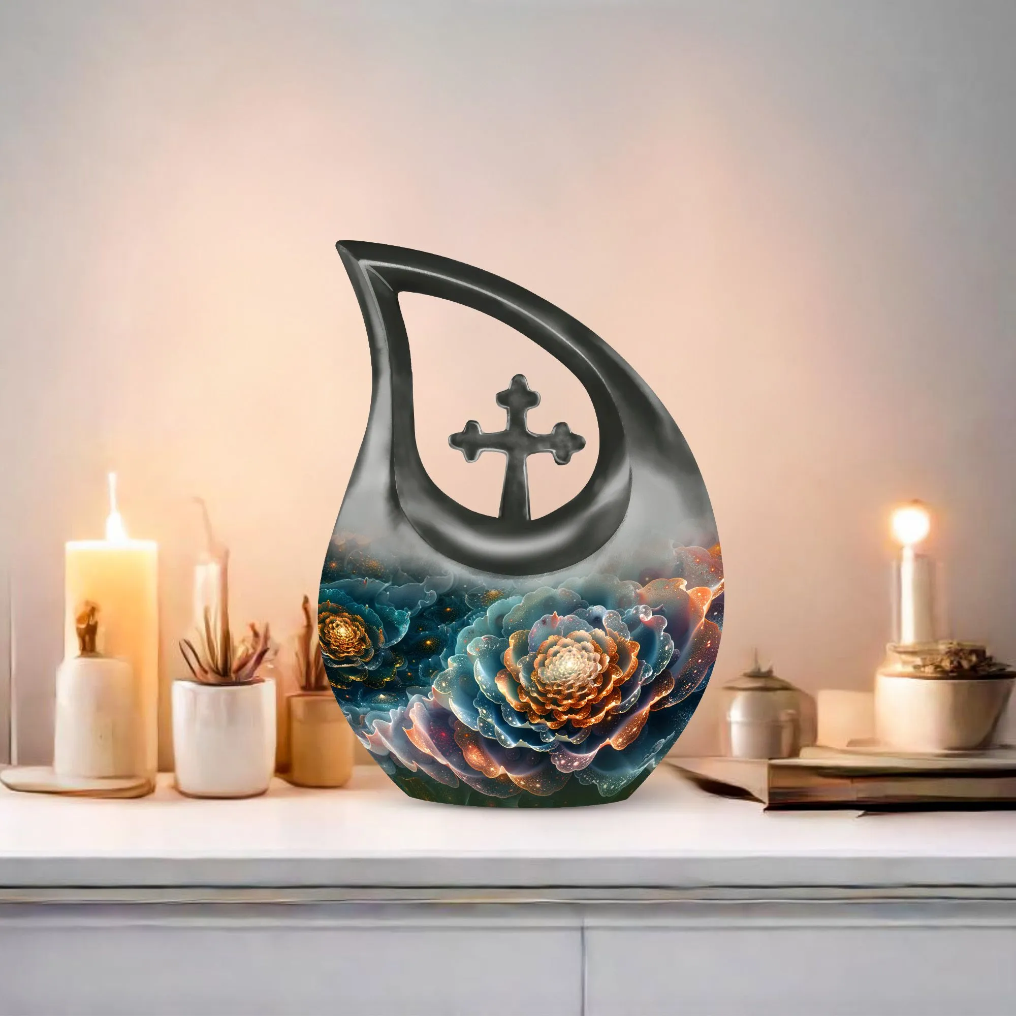 Cosmic Blossom Tribute - Unique Pet Memorial Urn for Ashes