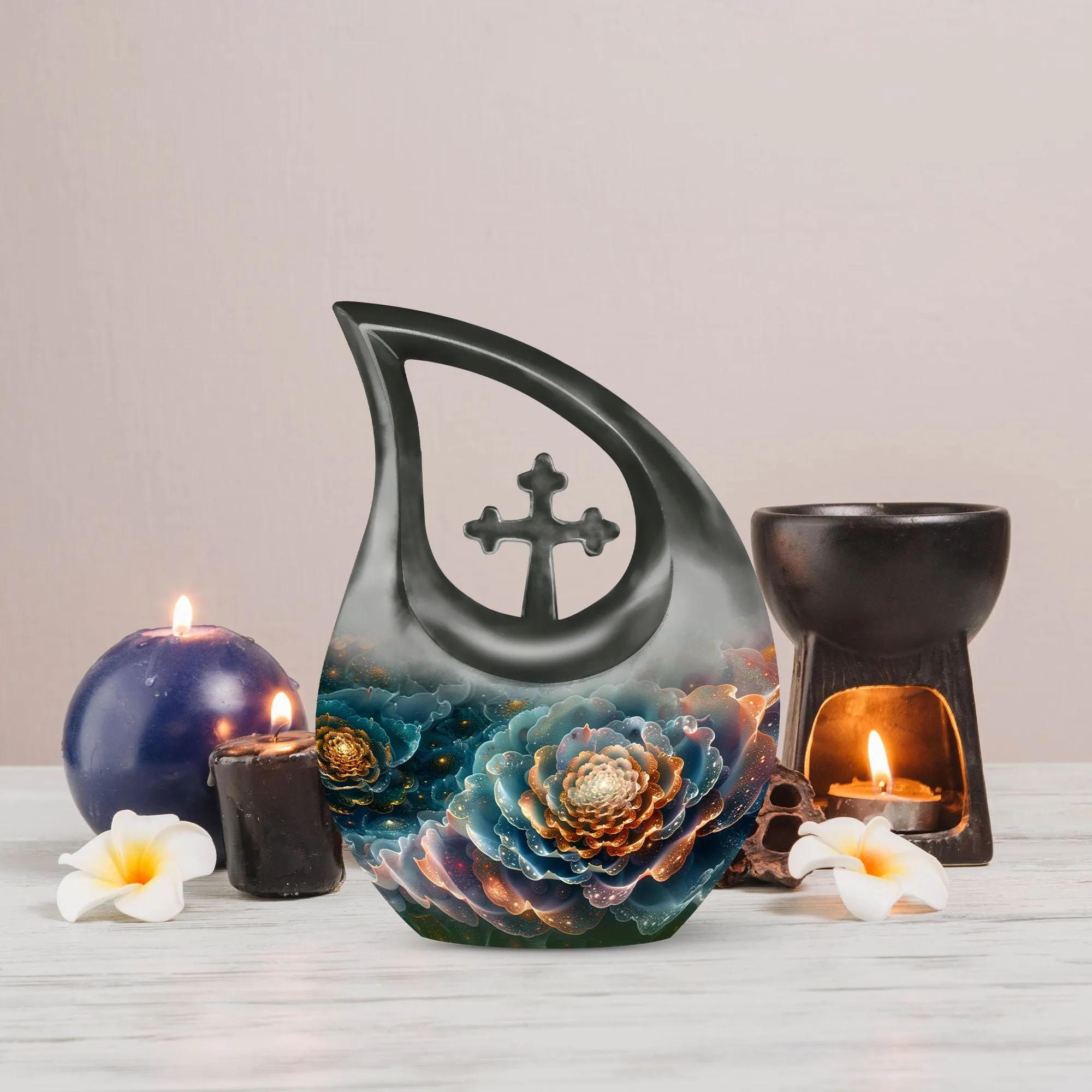 Cosmic Blossom Tribute - Unique Pet Memorial Urn for Ashes