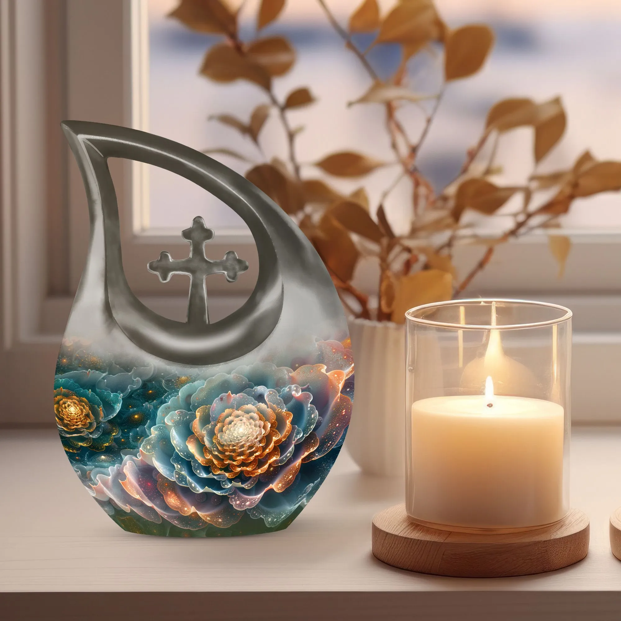 Cosmic Blossom Tribute - Unique Pet Memorial Urn for Ashes