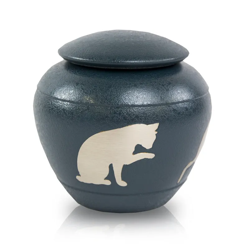 Country Blue Cat Silhouette Cremation Urn