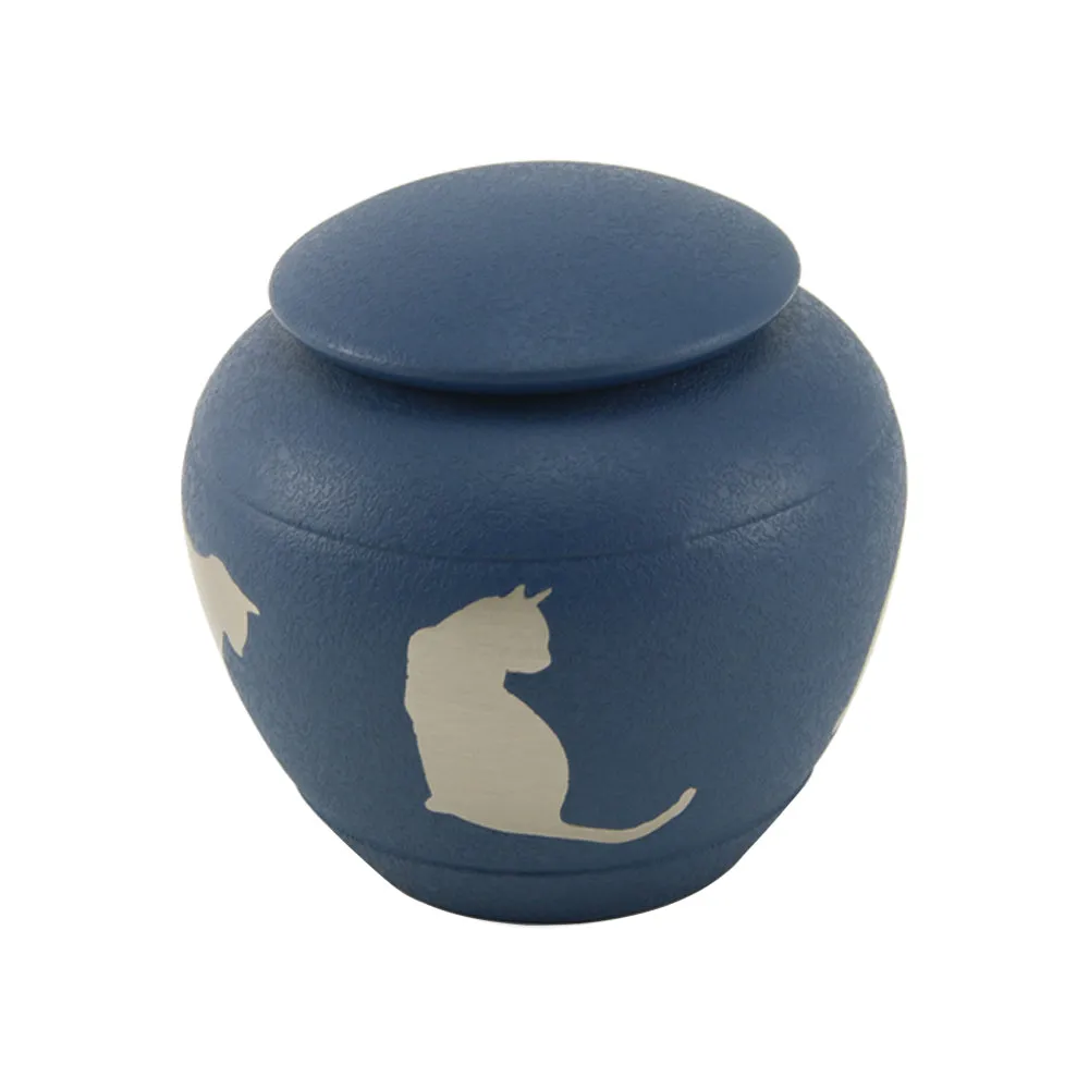 Country Blue Cat Silhouette Cremation Urn
