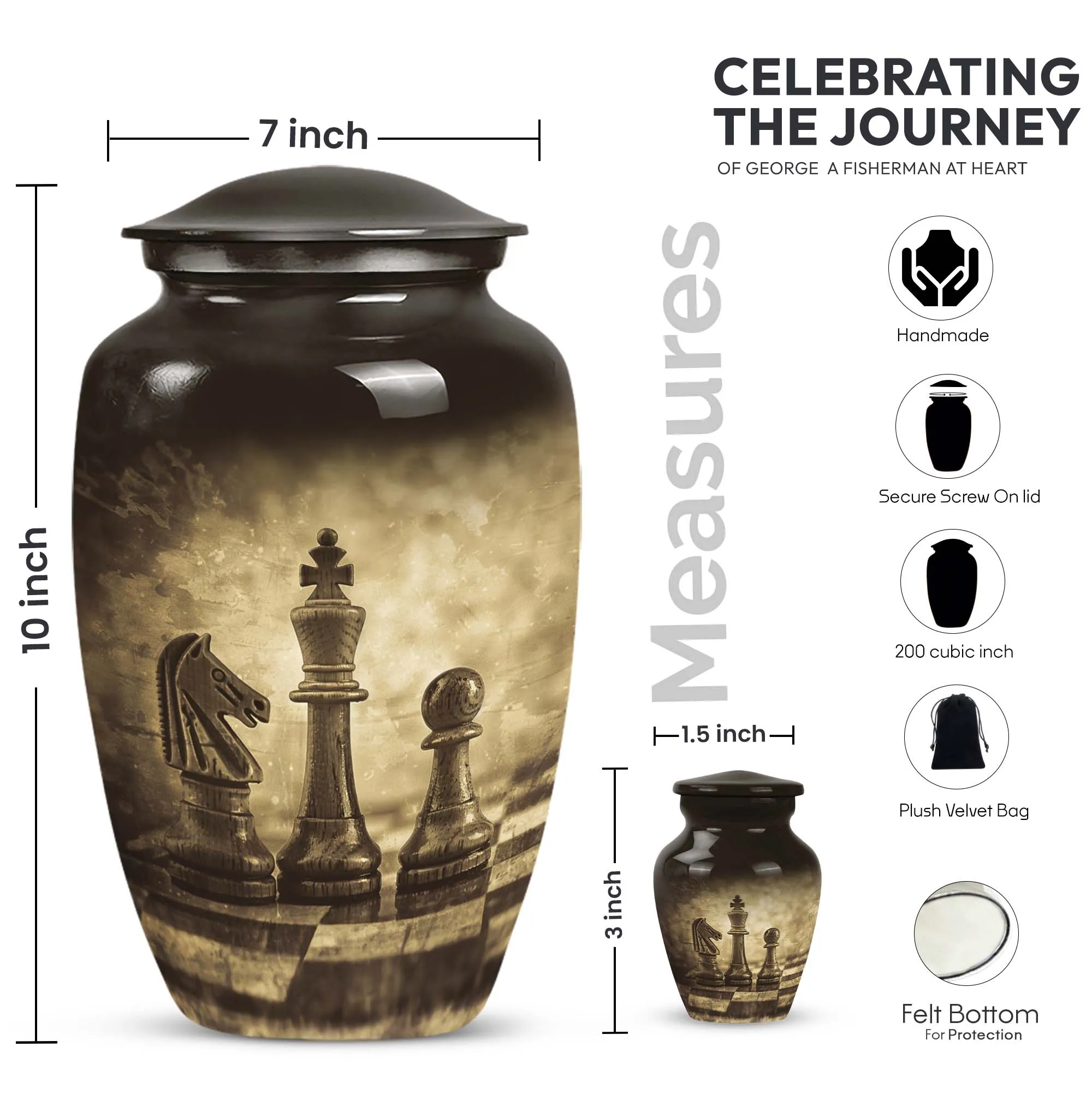 Cremation Urn for Adult Males Ashes - Urn for Adult