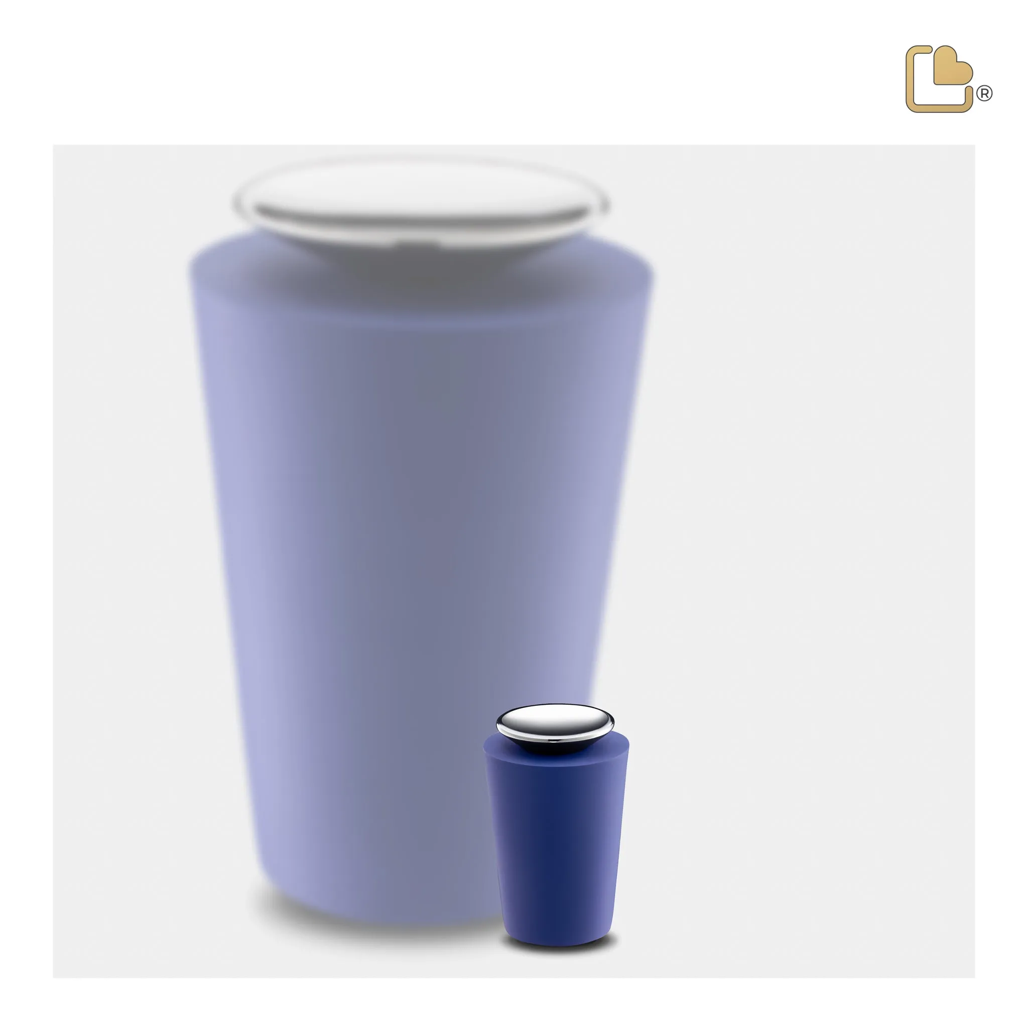 Crescent Tall Keepsake Urn Navy & Polished Silver
