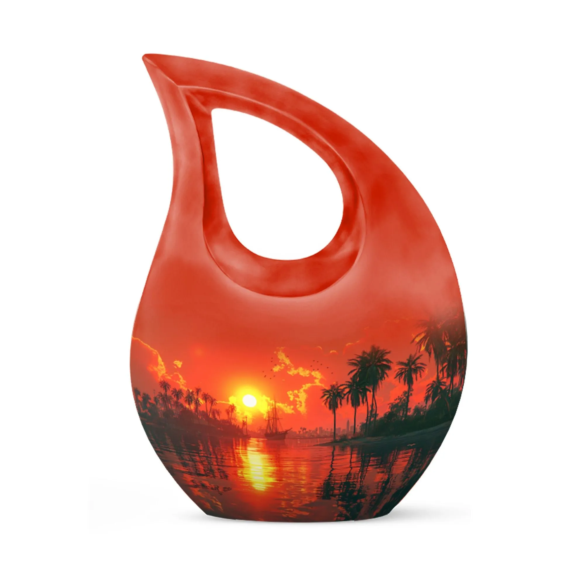 Crimson Moon Urn : Aluminium Human Urn with Cross Drop Design