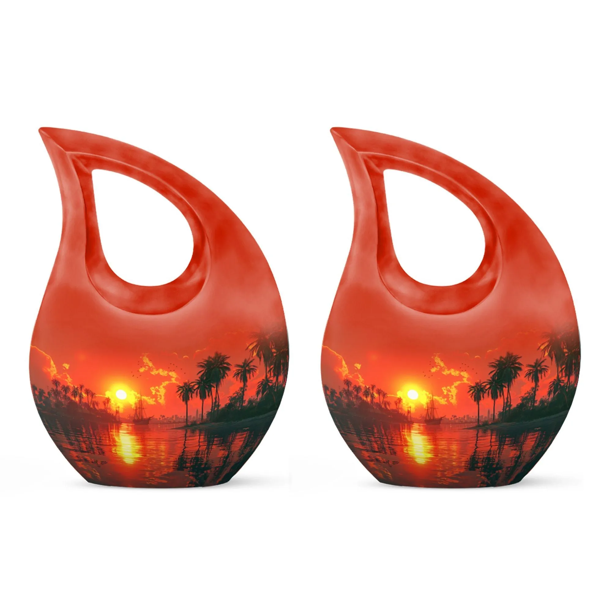 Crimson Moon Urn : Aluminium Human Urn with Cross Drop Design