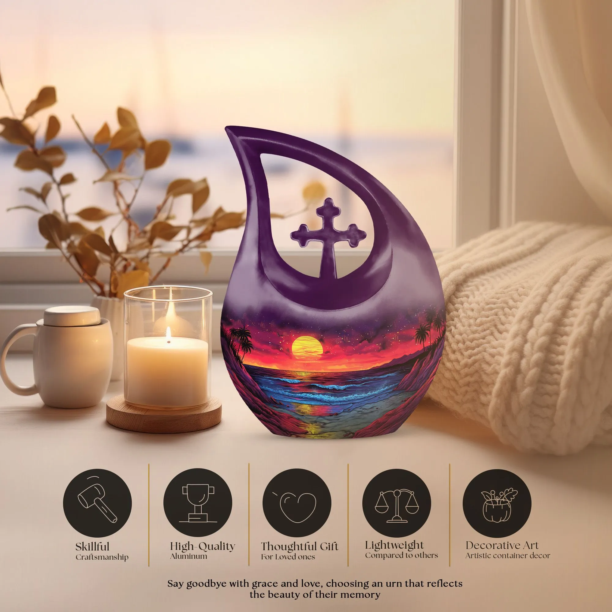 Crimson Moon Urn : Permanent Keepsake Memorial Urn