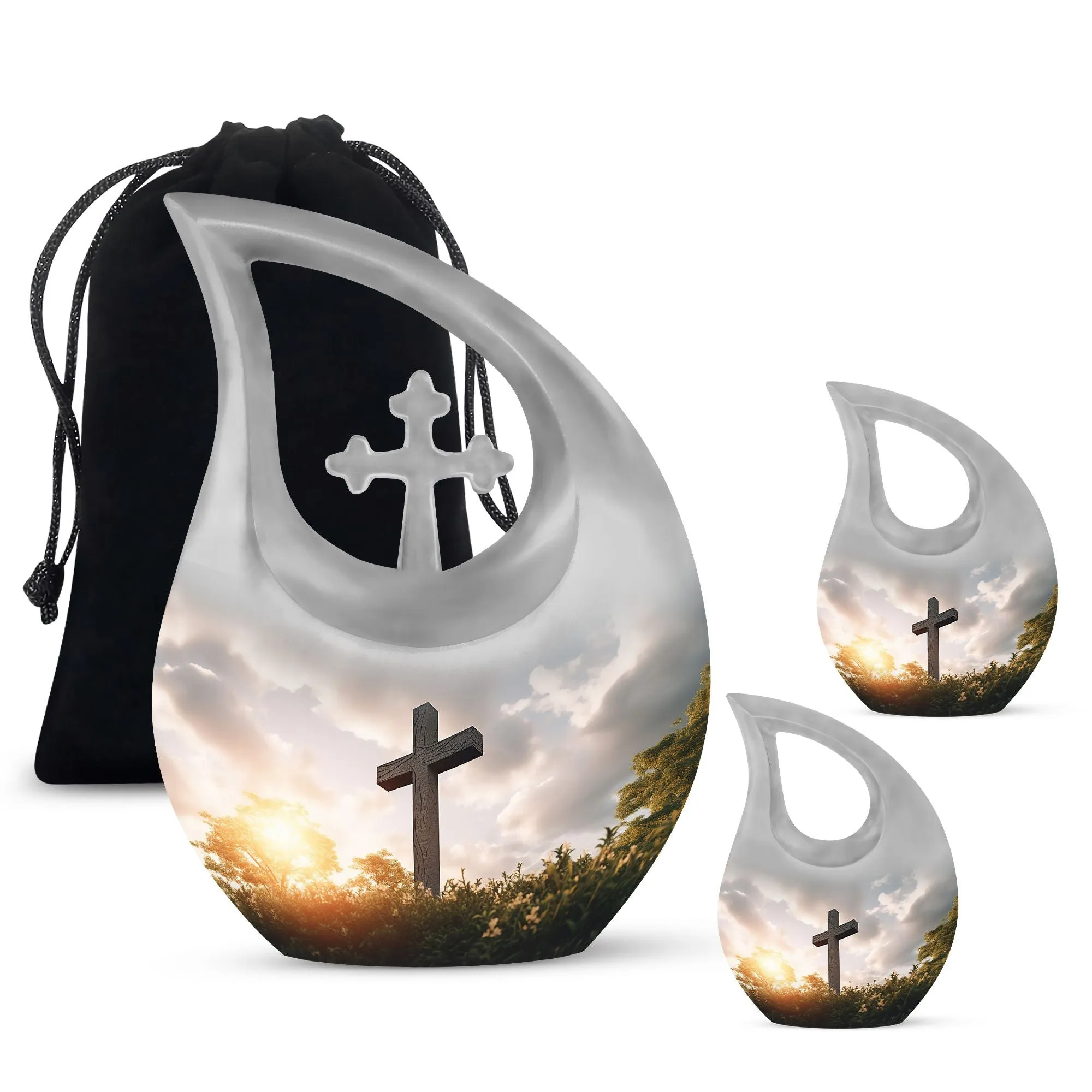 Cross Drop Jesus Christ Large Urn - Memorial Keepsake For Men