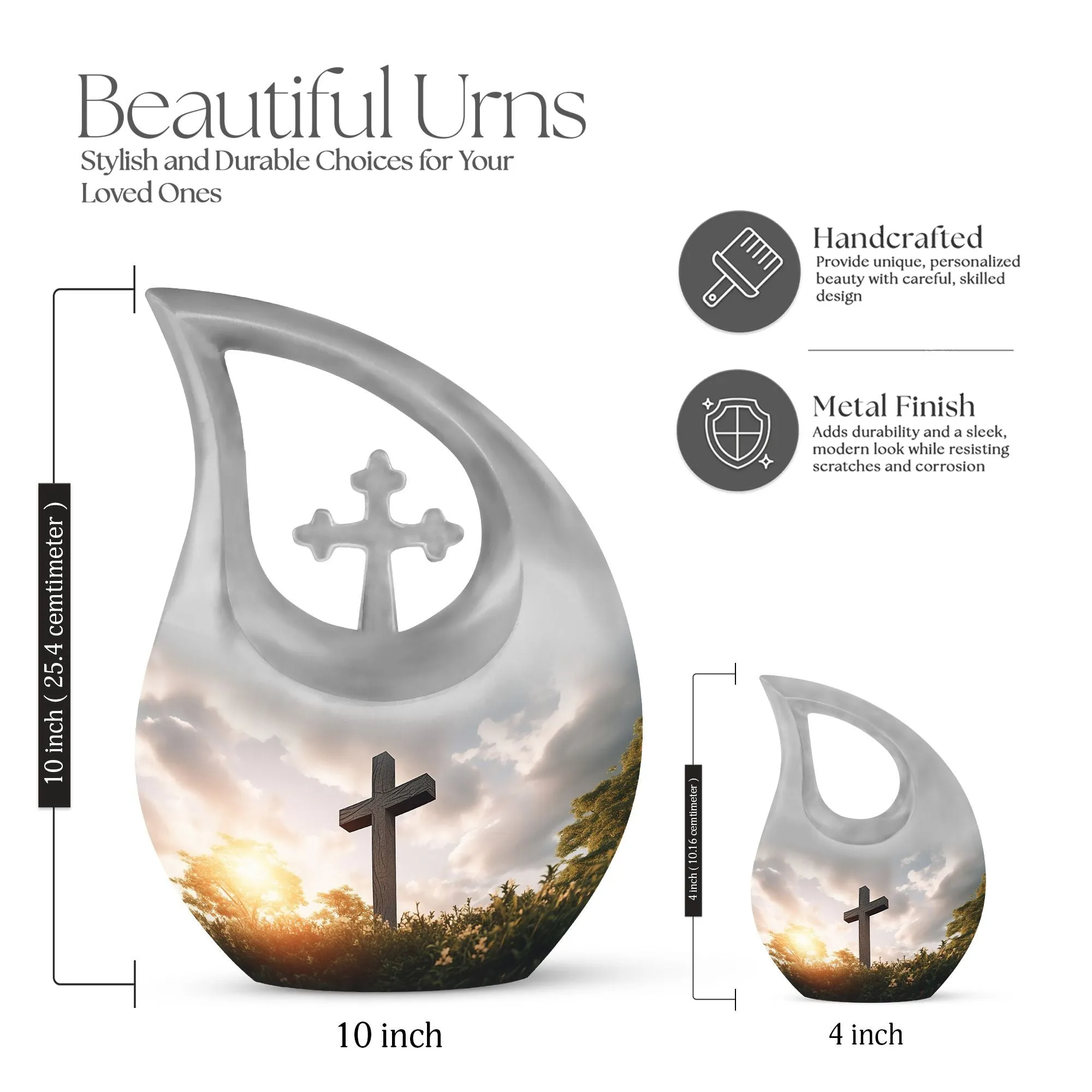 Cross Drop Jesus Christ Large Urn - Memorial Keepsake For Men
