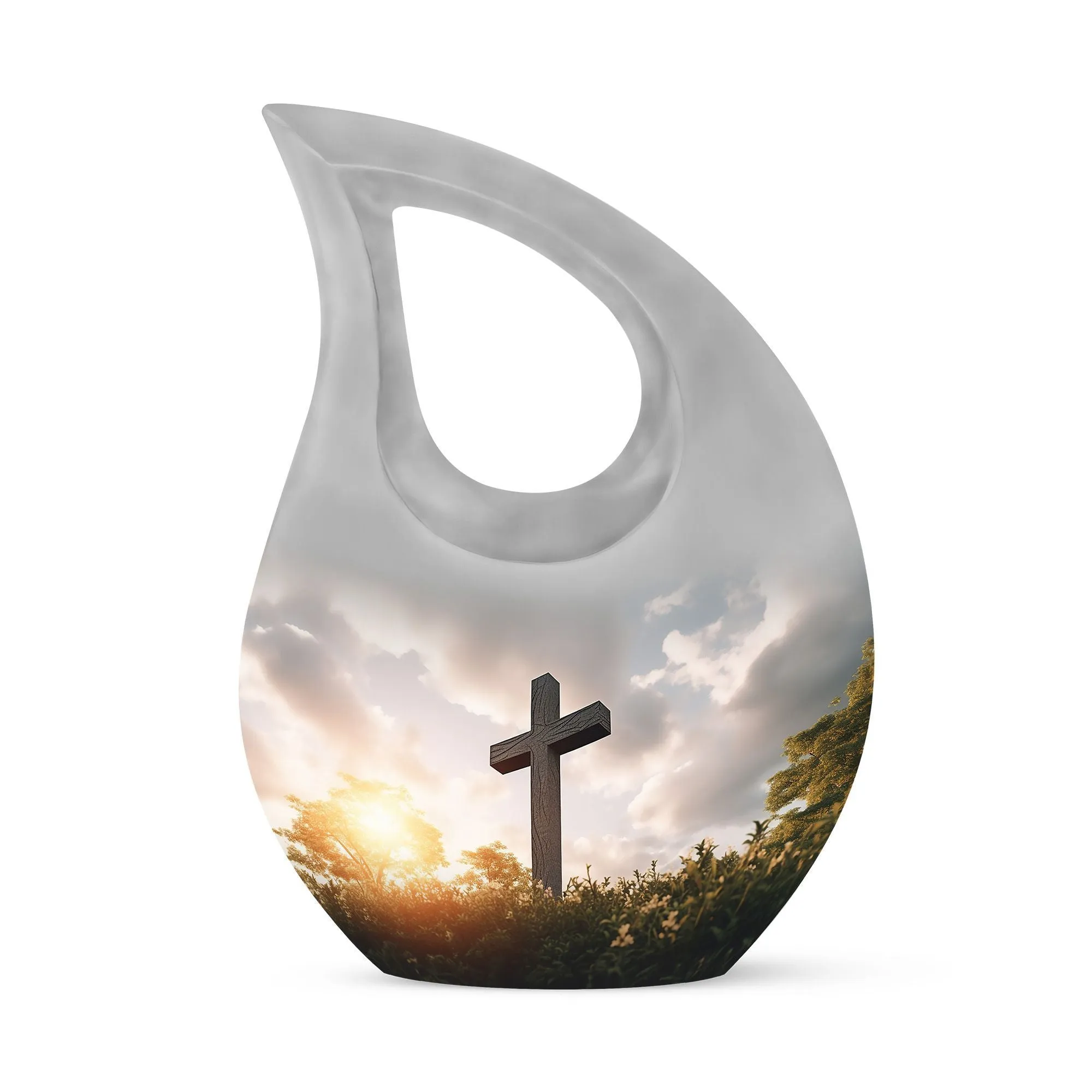 Cross Drop Jesus Christ Large Urn - Memorial Keepsake For Men