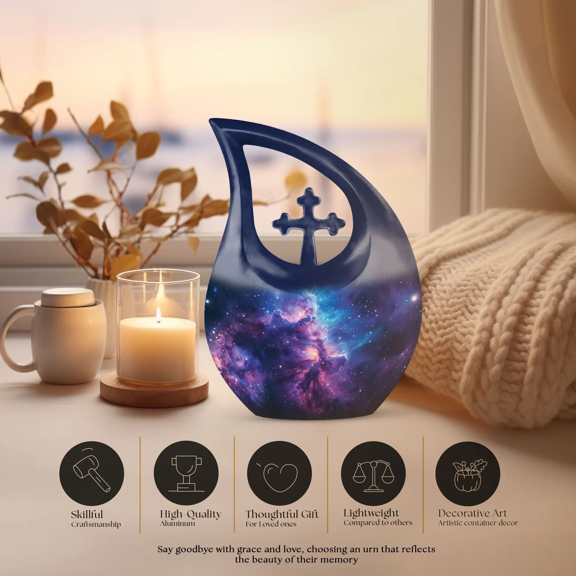 Cross Drop Memorial Urn - Xxl Cremation Urn For Human Ashes