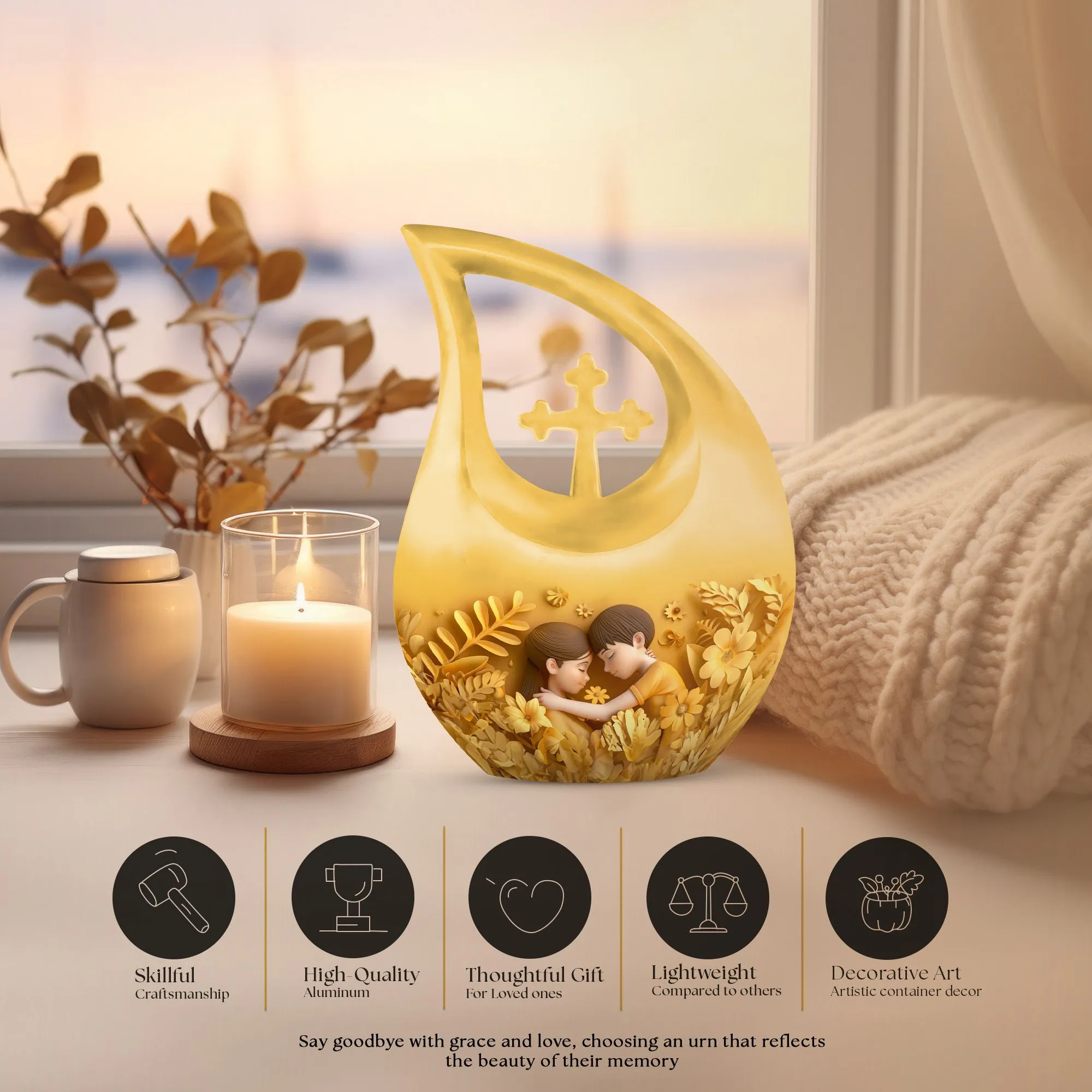 Cross Drop Mother Urn: Adult Cremation Urn For Human Ashes Remans