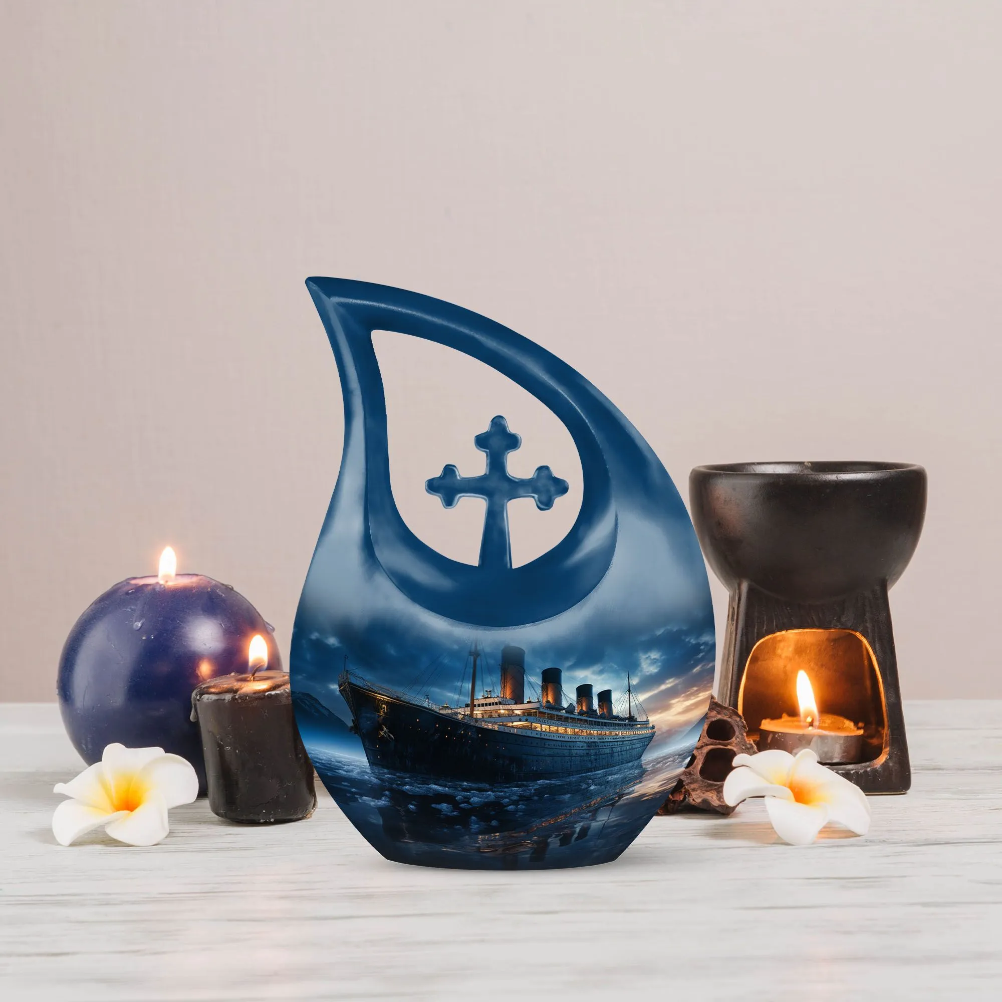 Cross Drop Tribute - Ship Urn Mini Memorial Home for Eternal