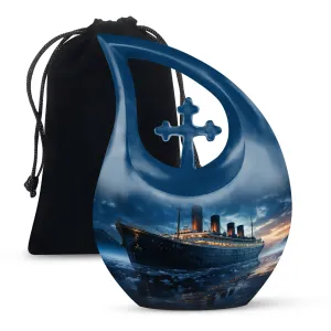 Cross Drop Tribute - Ship Urn Mini Memorial Home for Eternal