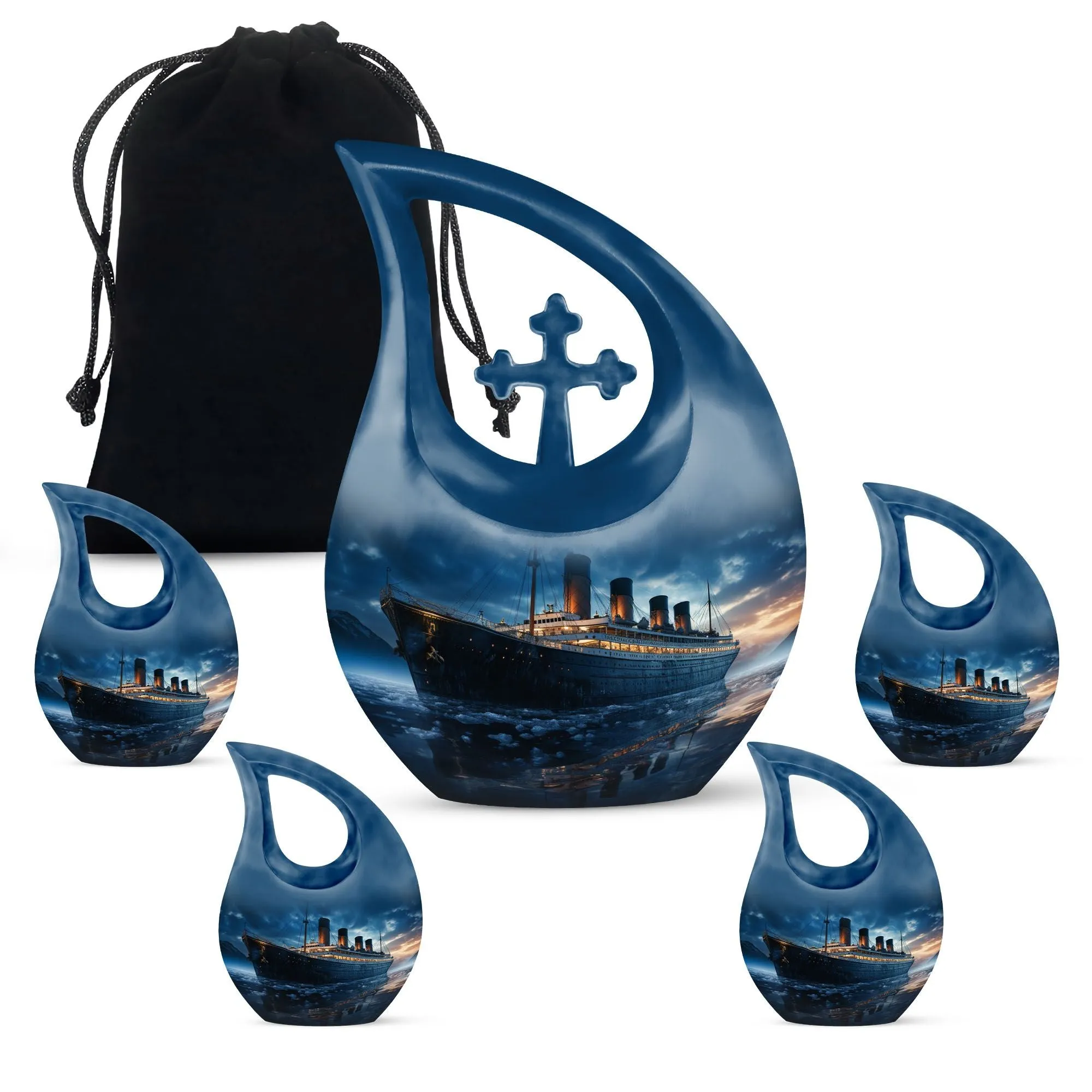 Cross Drop Tribute - Ship Urn Mini Memorial Home for Eternal