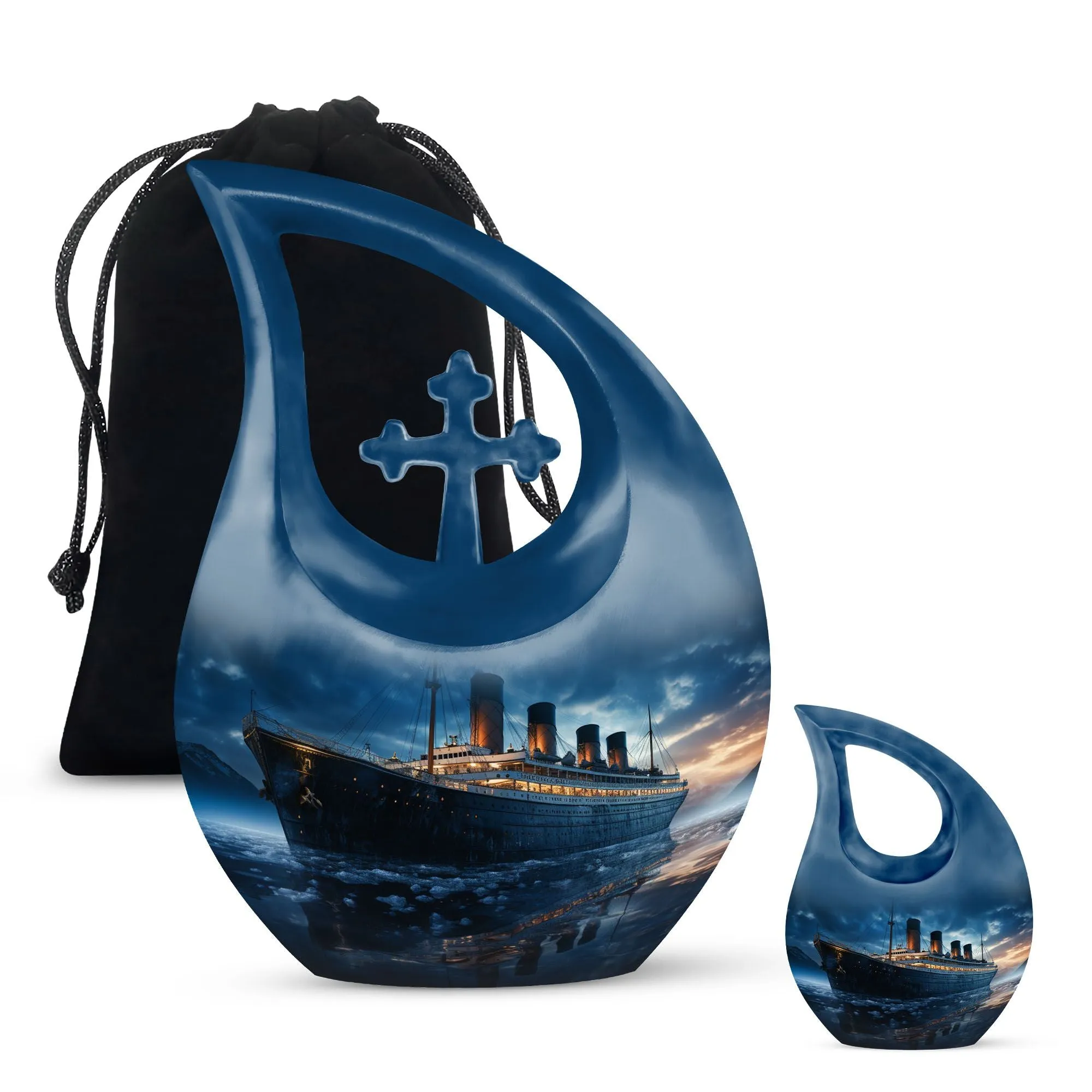 Cross Drop Tribute - Ship Urn Mini Memorial Home for Eternal