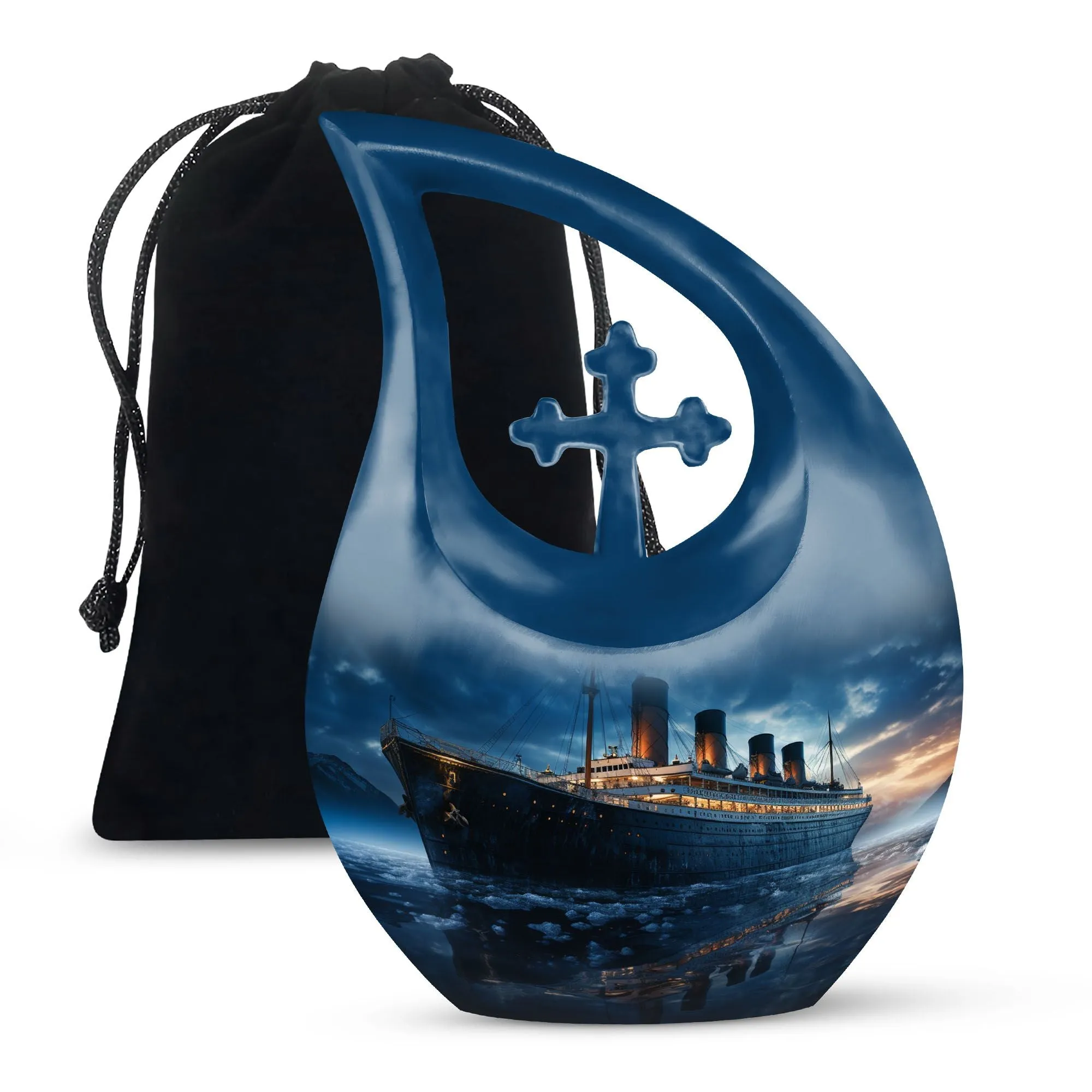 Cross Drop Tribute - Ship Urn Mini Memorial Home for Eternal