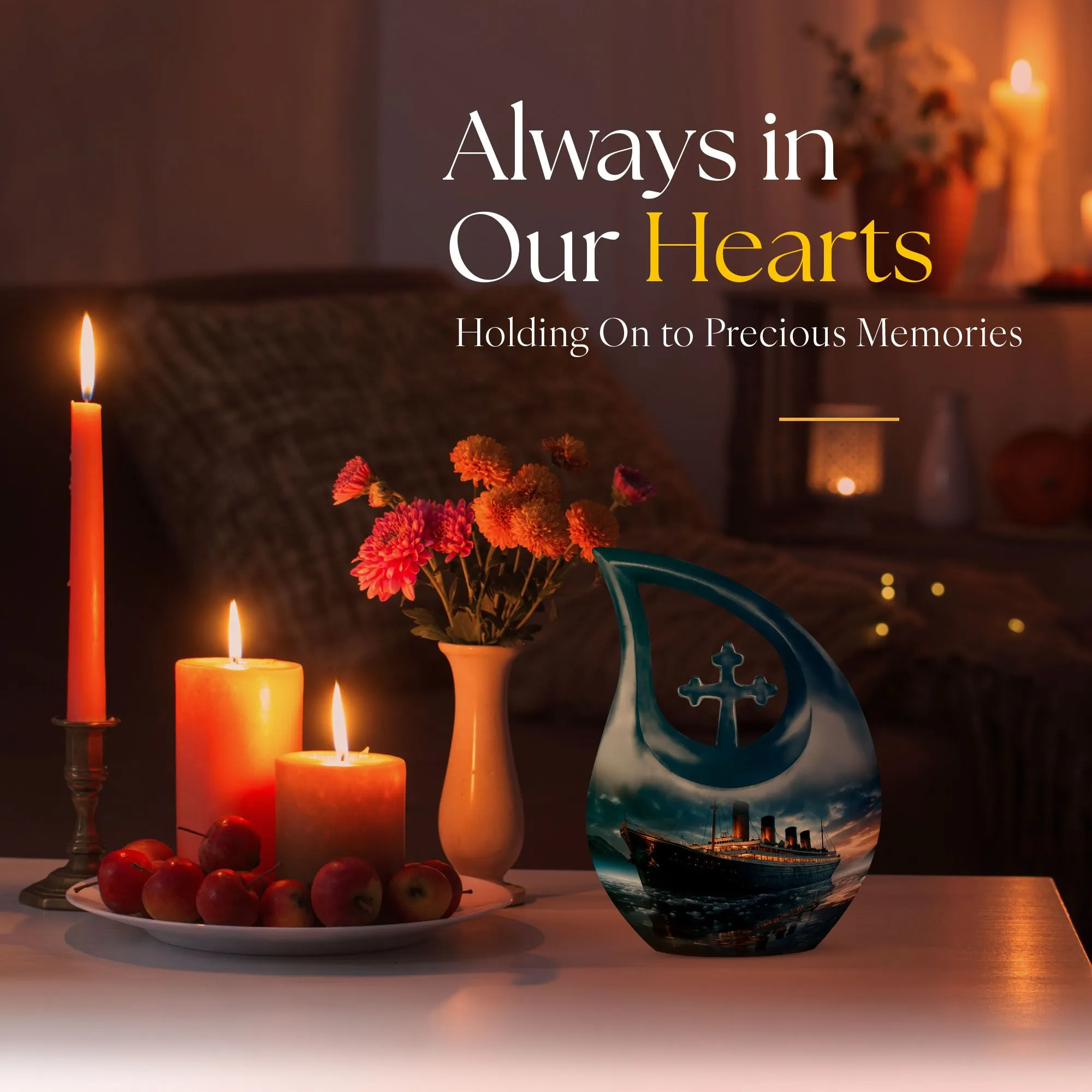 Cross Drop Tribute - Ship Urn Mini Memorial Home for Eternal