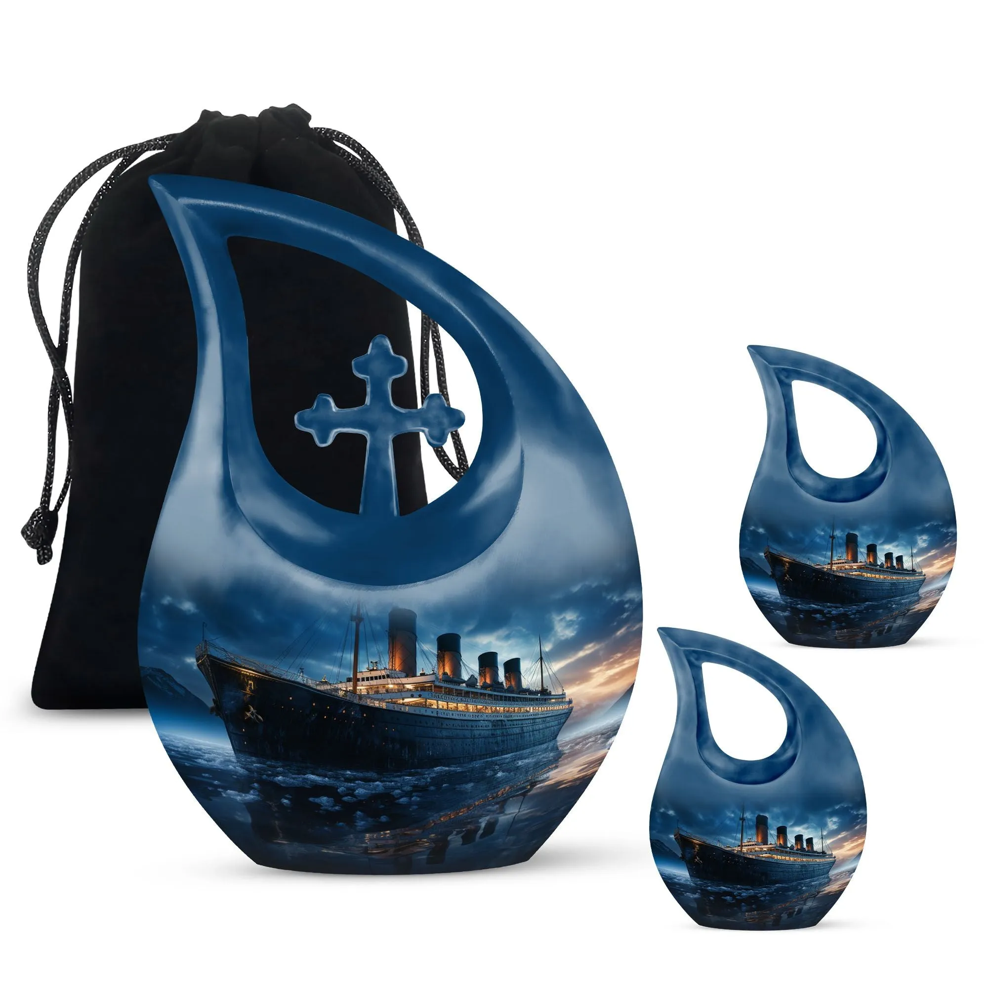 Cross Drop Tribute - Ship Urn Mini Memorial Home for Eternal