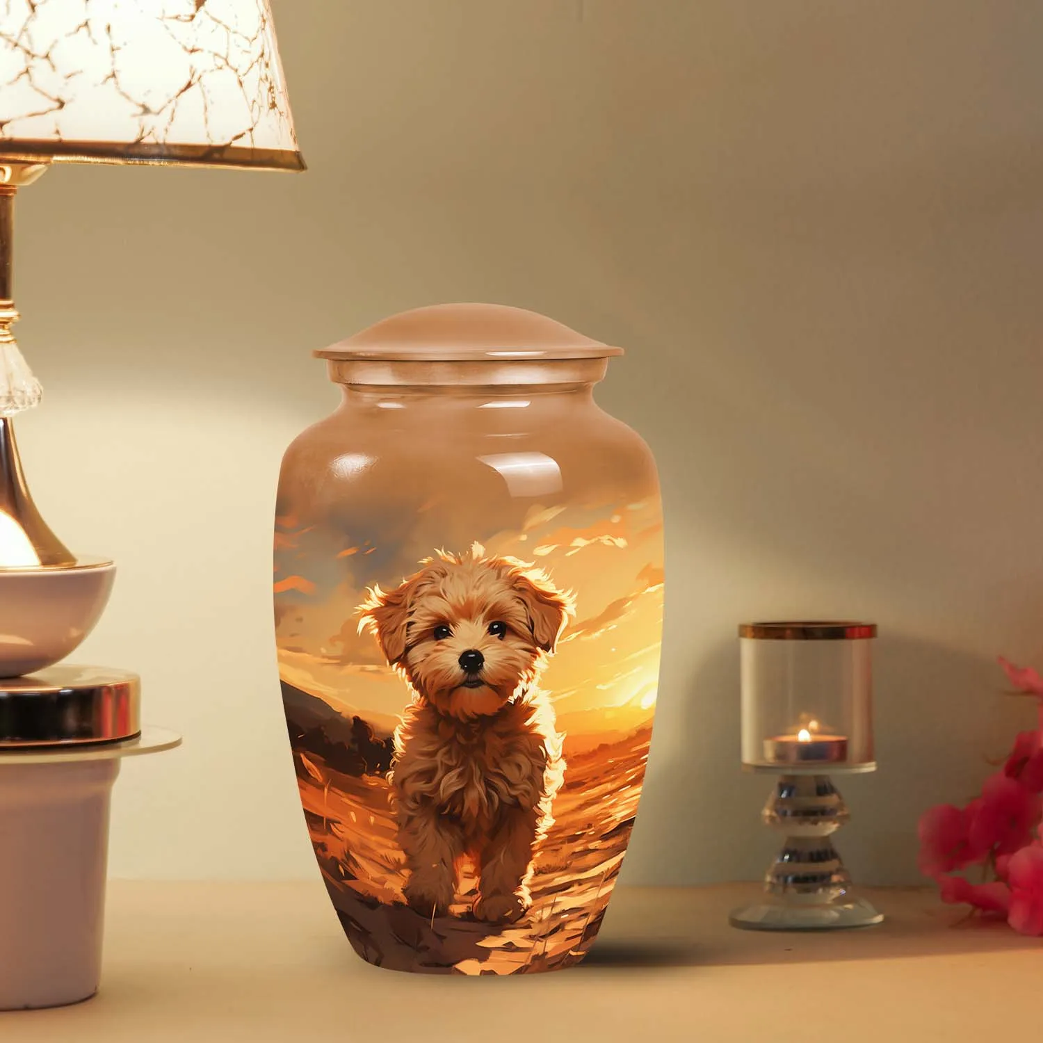 Custom Brown Pet Cremation Urn for Poodle Dog