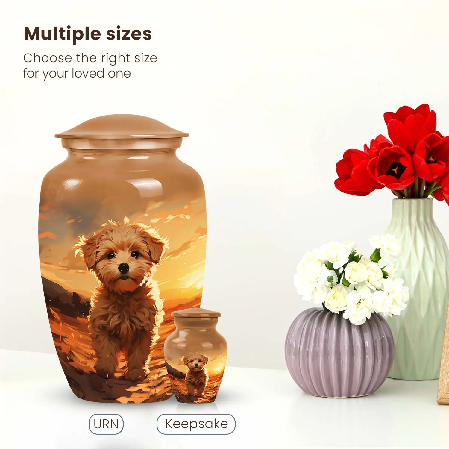 Custom Brown Pet Cremation Urn for Poodle Dog