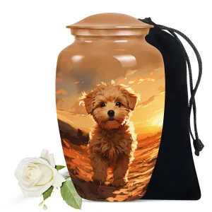 Custom Brown Pet Cremation Urn for Poodle Dog