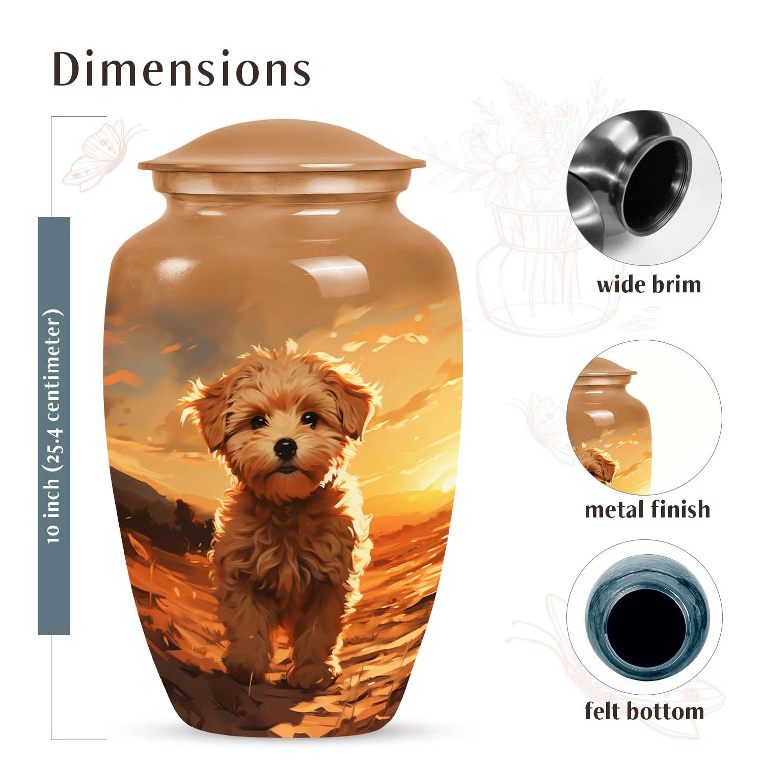 Custom Brown Pet Cremation Urn for Poodle Dog