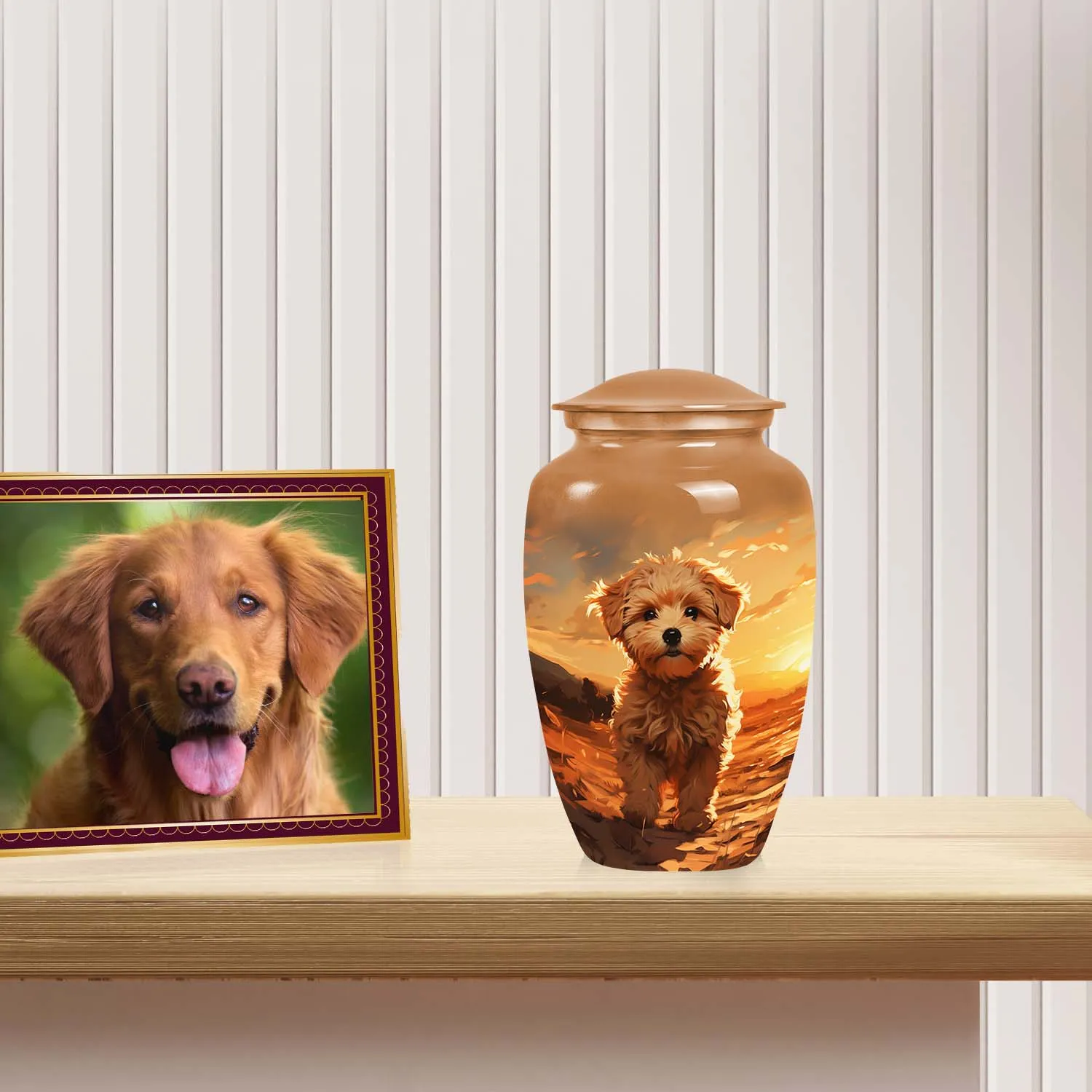 Custom Brown Pet Cremation Urn for Poodle Dog