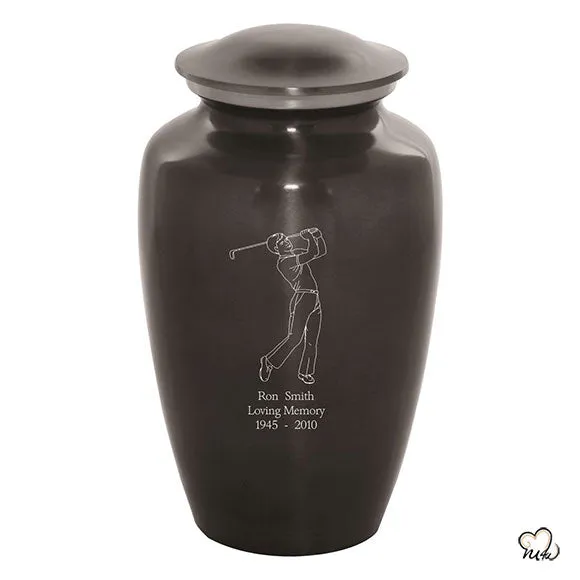Custom Engraved Golfer Cremation Urn