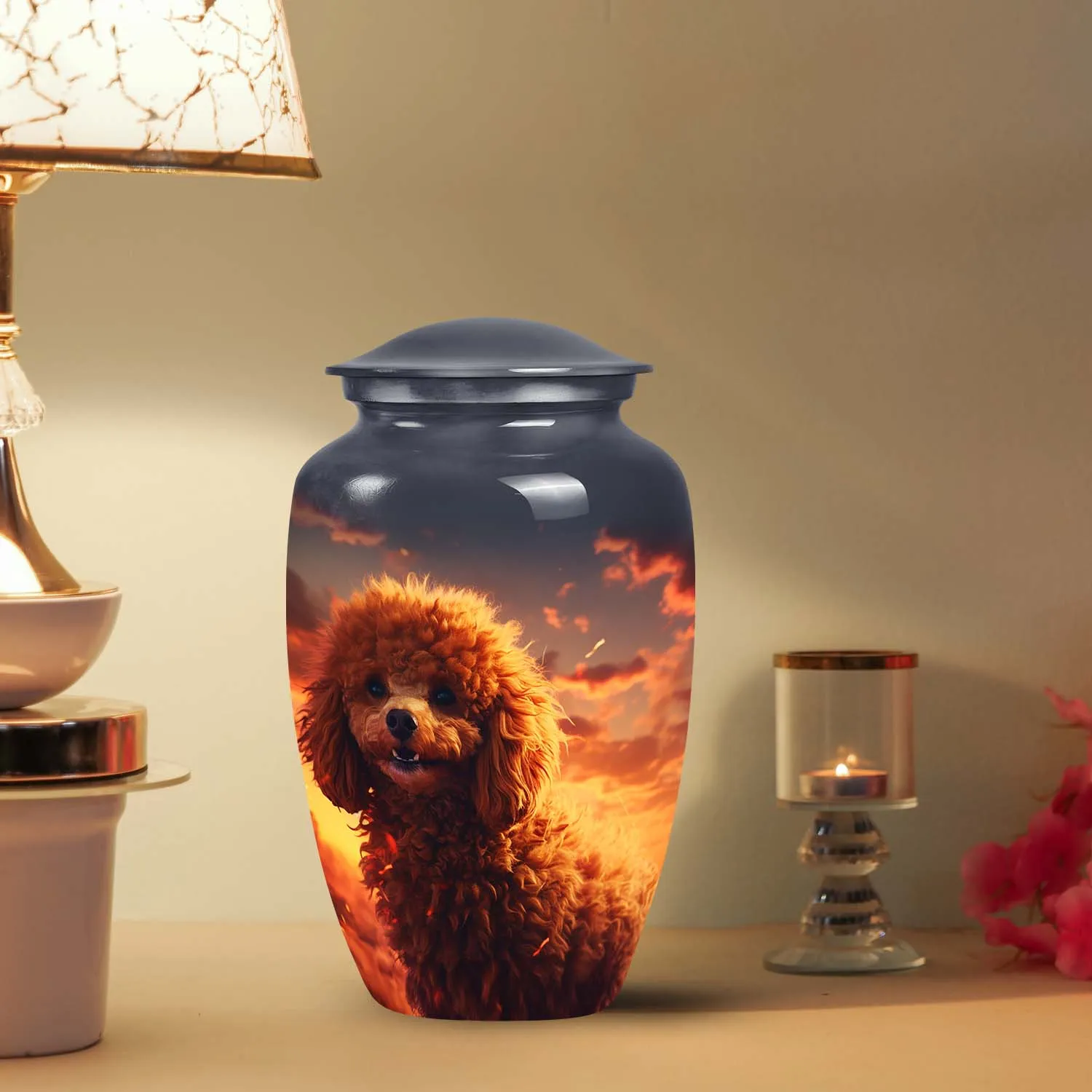 Custom Poodle Dog Extra Large Cremation Urn