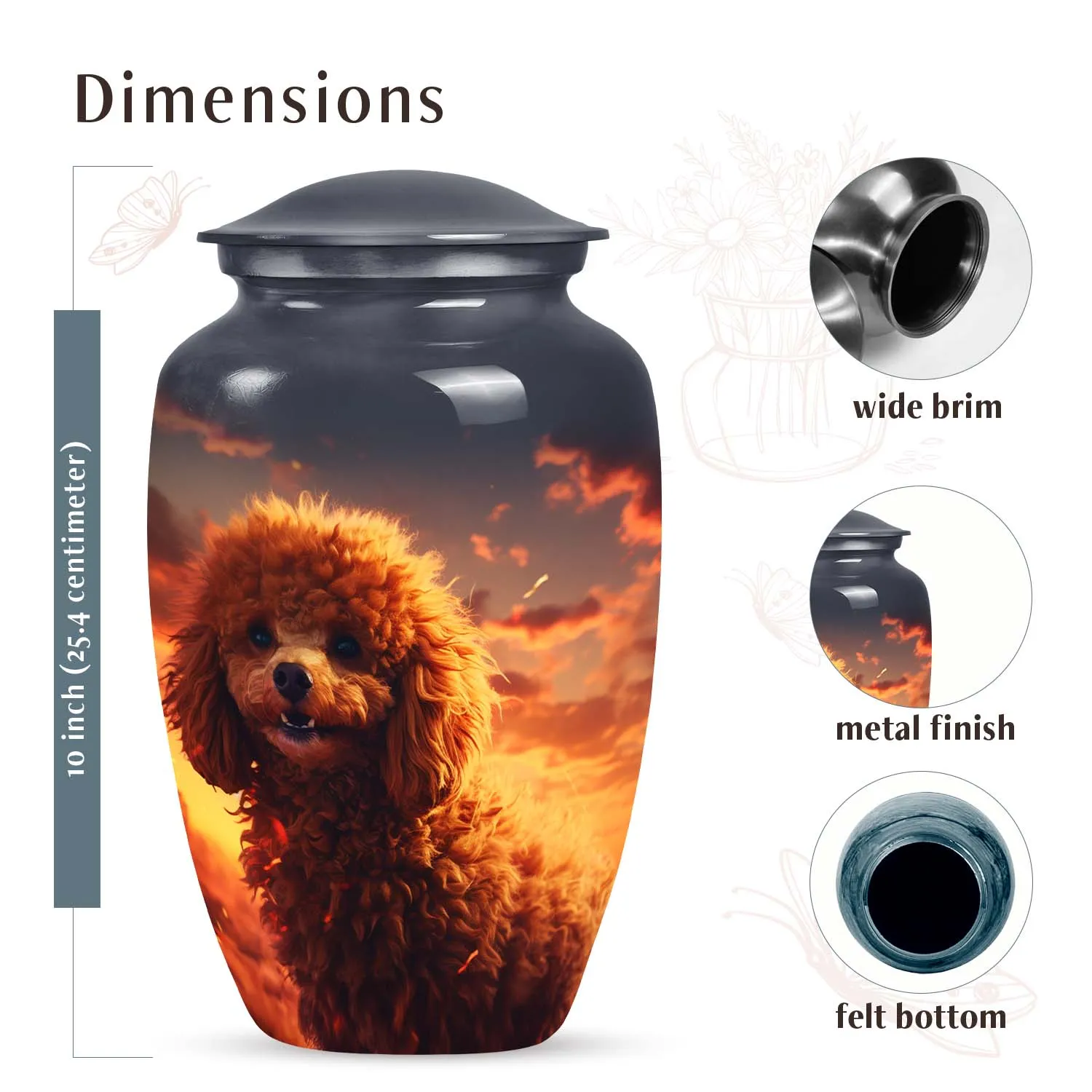 Custom Poodle Dog Extra Large Cremation Urn