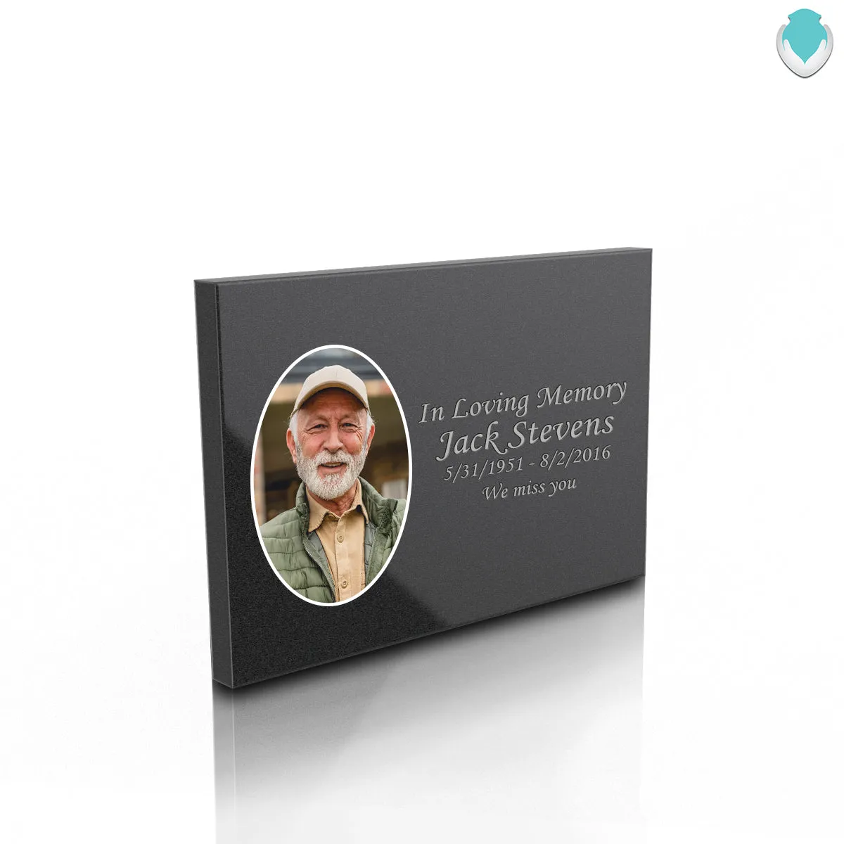 Custom Printed Portrait Black Granite Plaque - Horizontal