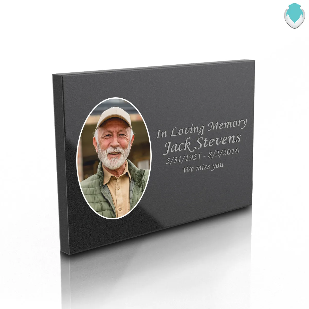 Custom Printed Portrait Black Granite Plaque - Horizontal