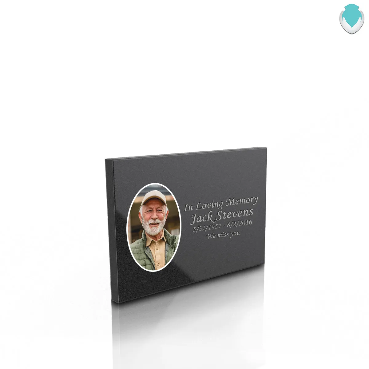 Custom Printed Portrait Black Granite Plaque - Horizontal