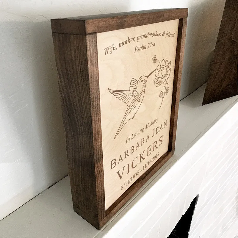 Custom Wall Mounted Wood Cremation Urn Plaque - Your Text or Art