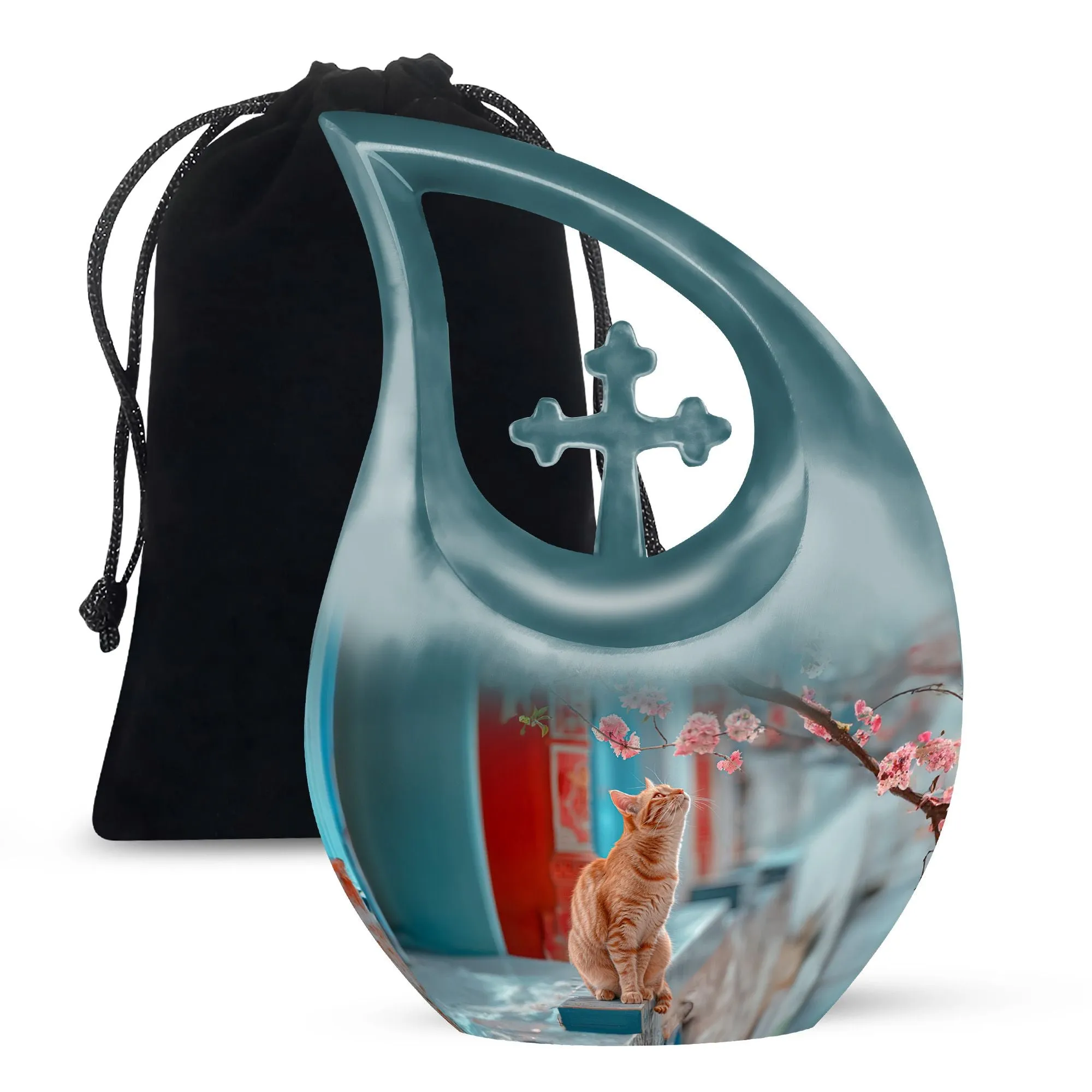 Customized Orange Cat Tribute: Unique Memorial Urn
