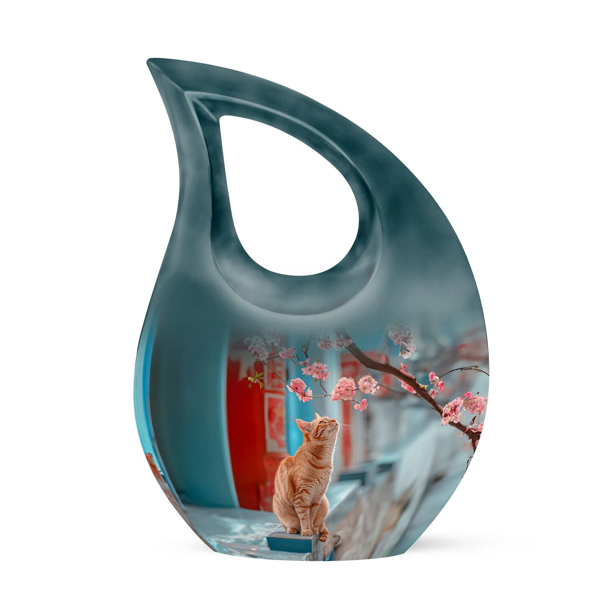 Customized Orange Cat Tribute: Unique Memorial Urn