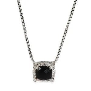 David Yurman Sterling Silver Onyx and Diamond Petite Chatelaine Pendant