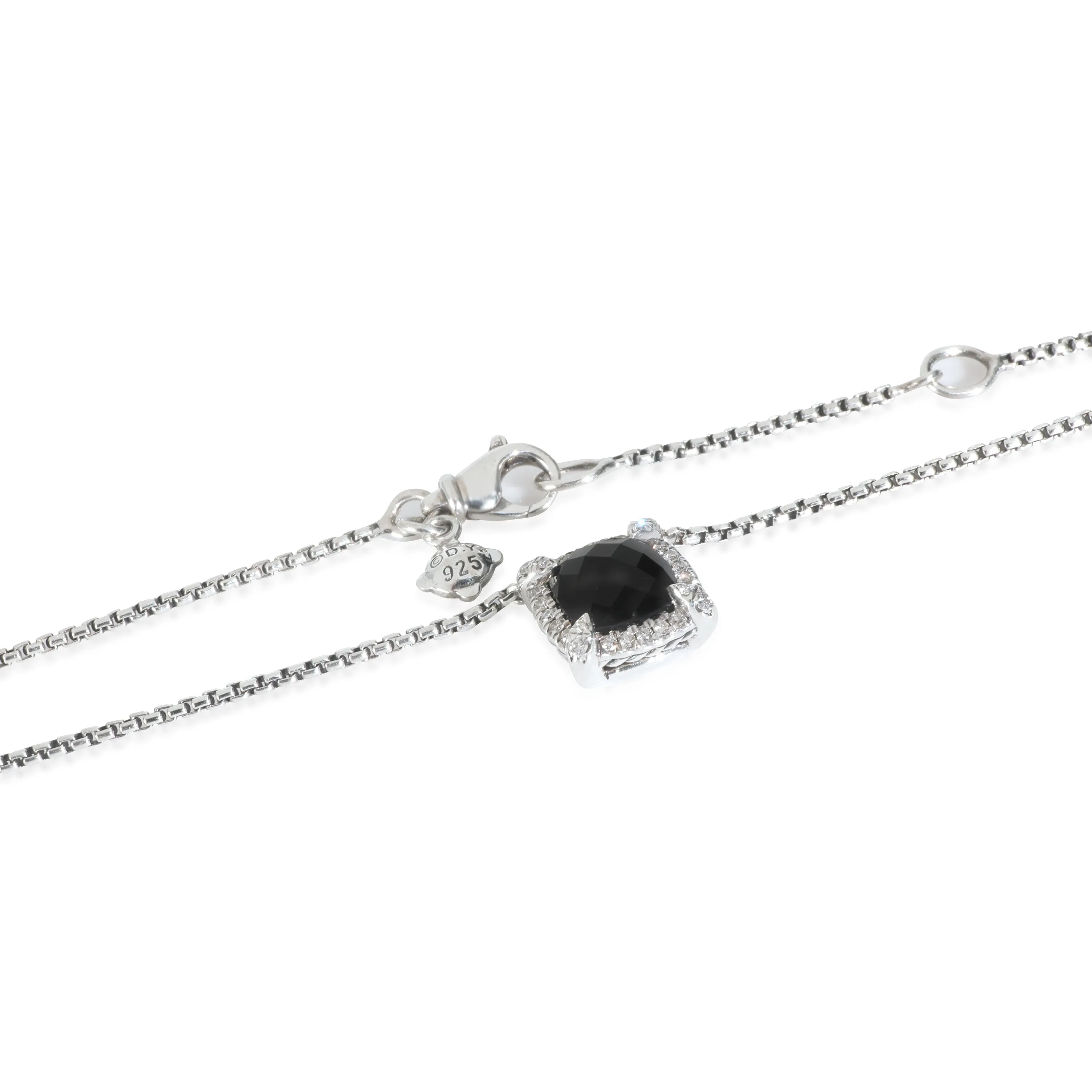 David Yurman Sterling Silver Onyx and Diamond Petite Chatelaine Pendant