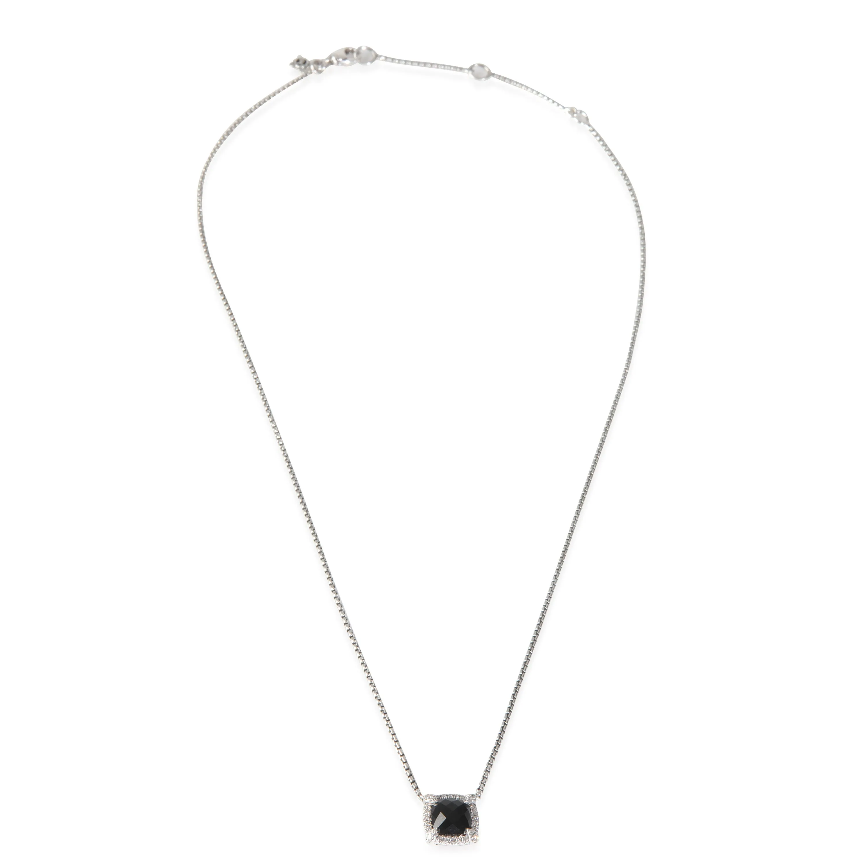David Yurman Sterling Silver Onyx and Diamond Petite Chatelaine Pendant