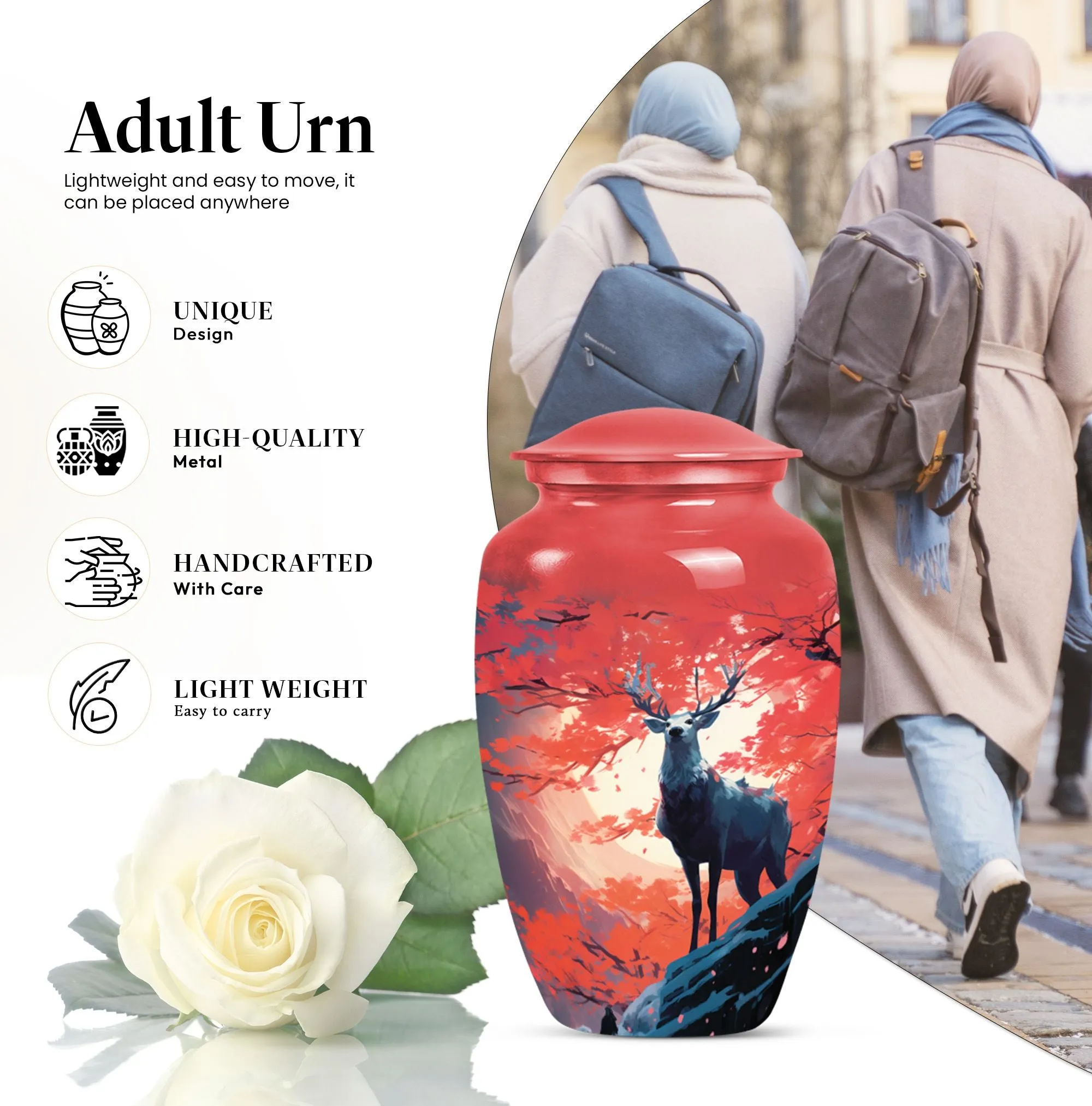 Deer Urn Tribute - Cremation Souvenir for Adult Male