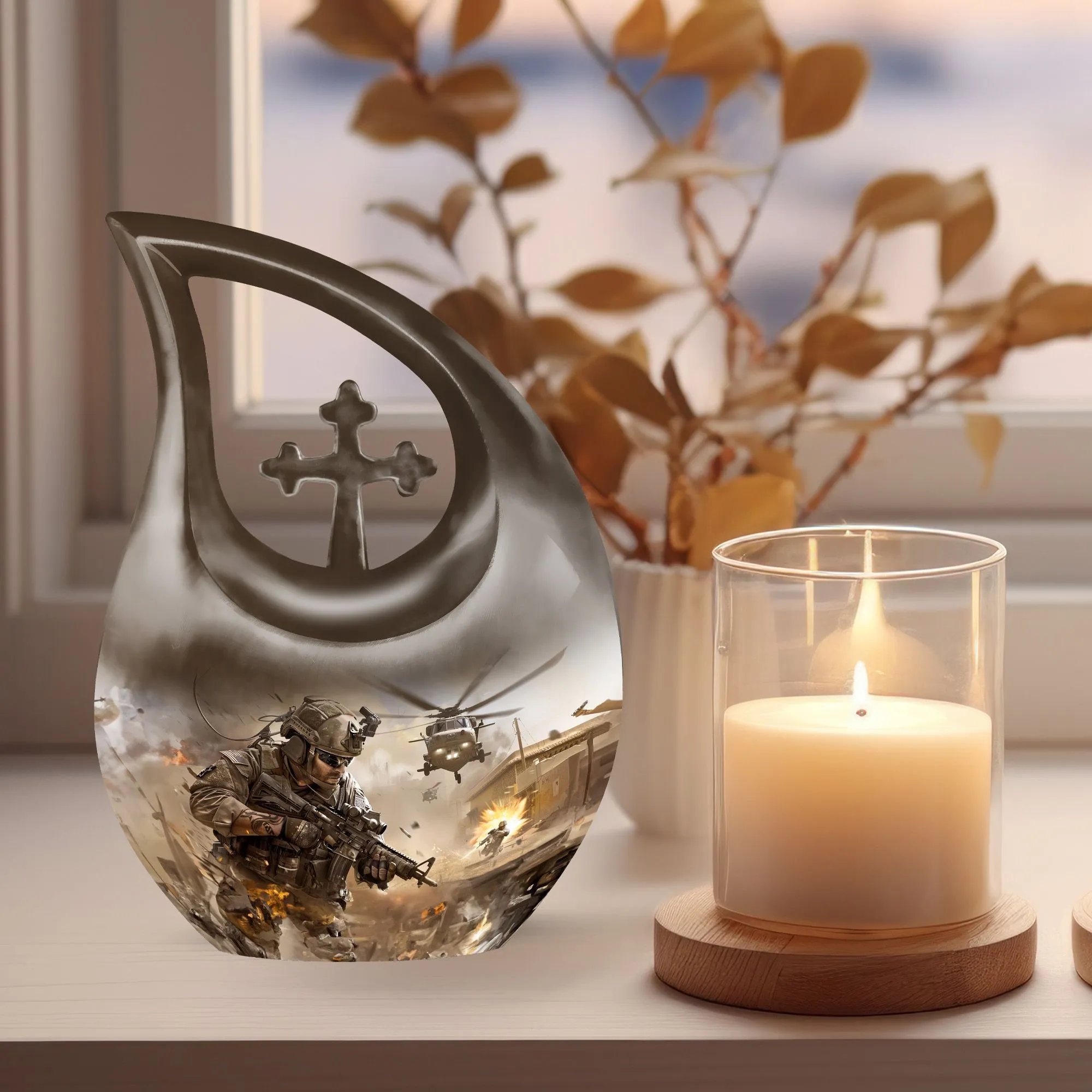 Dignified Rest - Military Themed Personalized Memorial Urn
