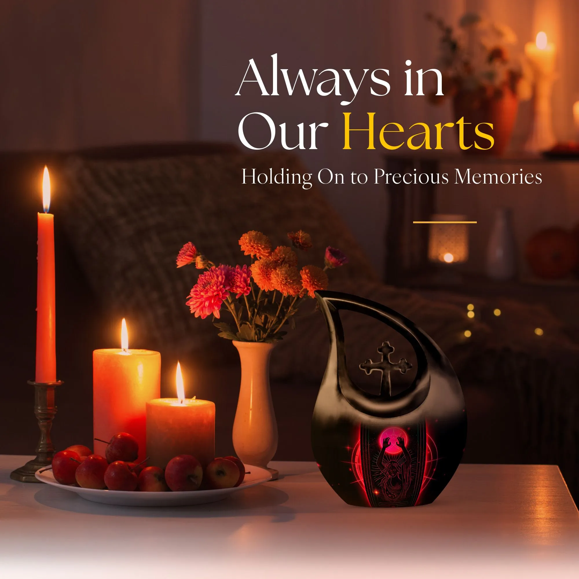 Distinctive Mom's Memorial Urn - Cross Drop Design