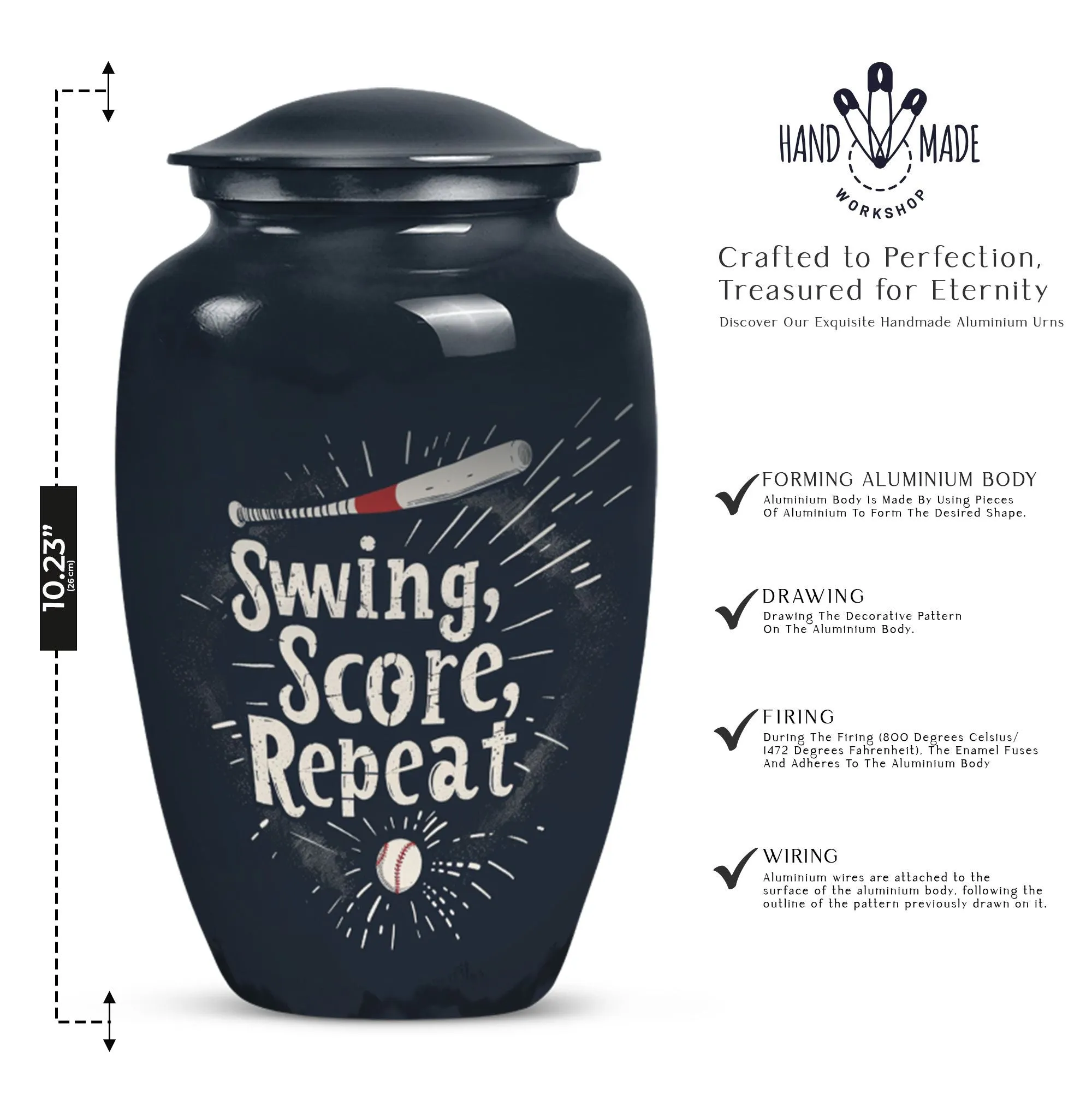 Distinguished Memorial Urn: Baseball Tributes, Dual Fit Female