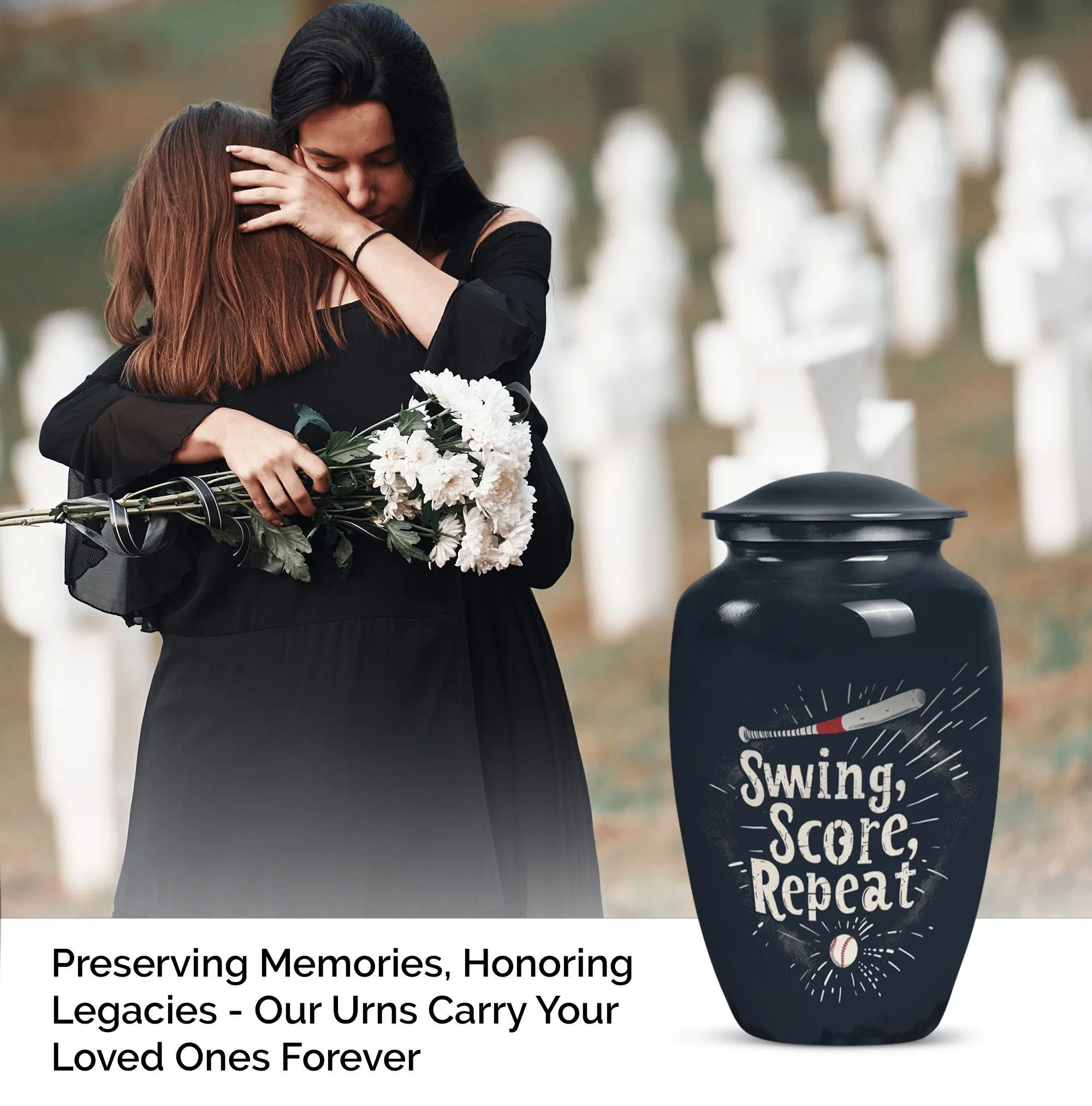 Distinguished Memorial Urn: Baseball Tributes, Dual Fit Female