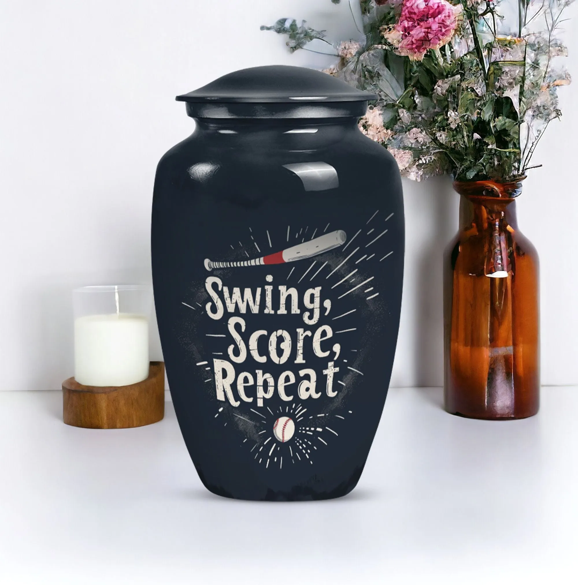 Distinguished Memorial Urn: Baseball Tributes, Dual Fit Female
