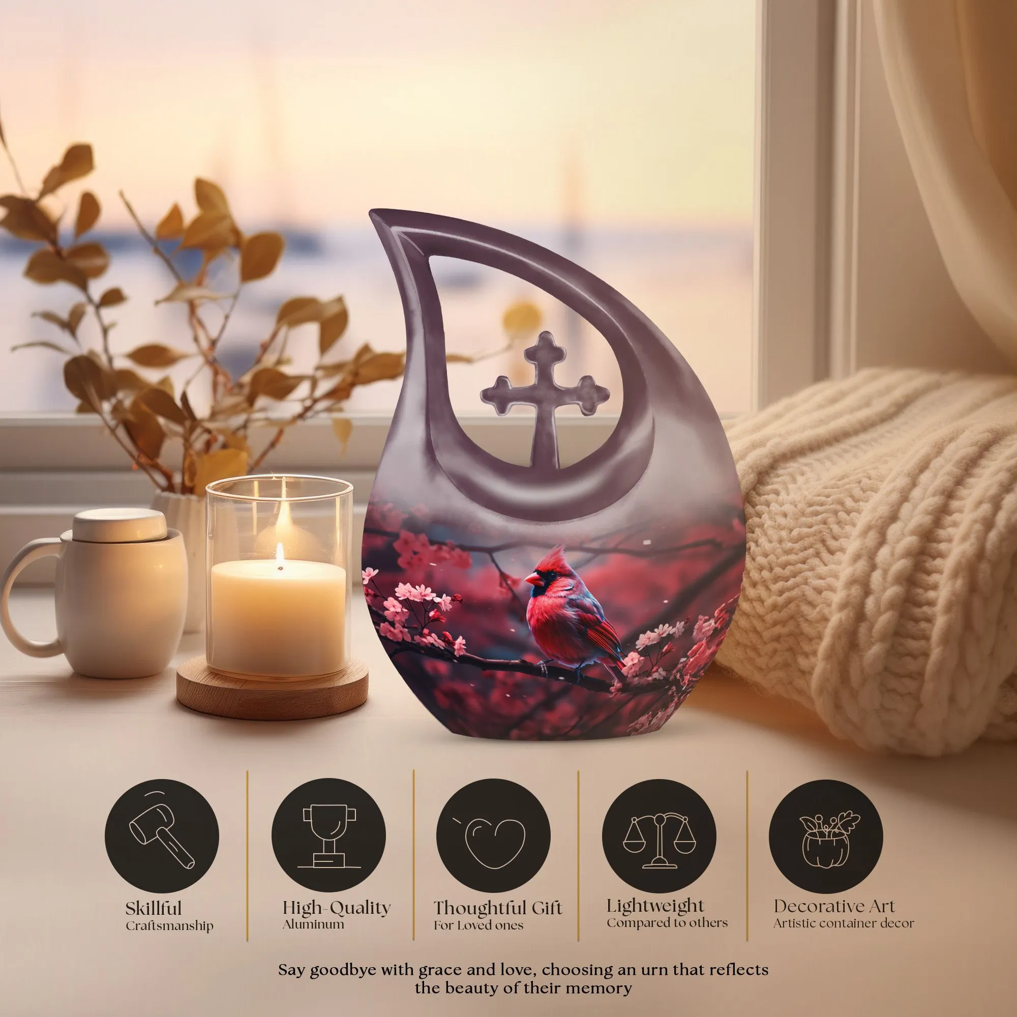 Divine Destiny - Cardinal Bird Memorial Urn